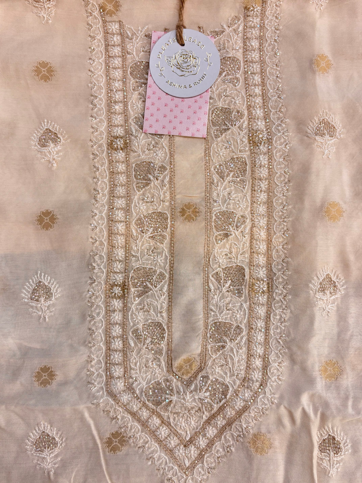Creamy Peach Muslin Chikankari Men’s Kurta