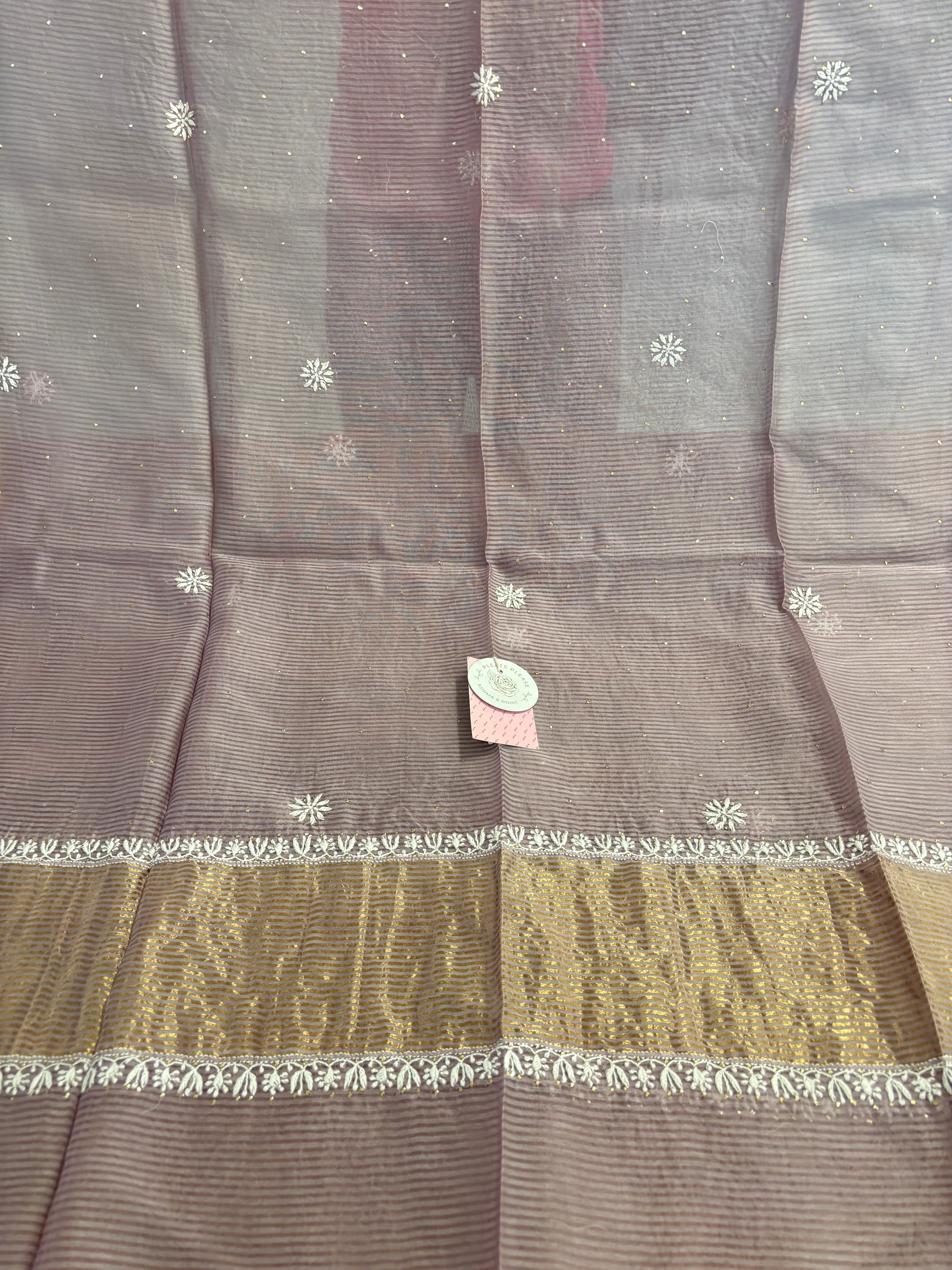 Mauve Chanderi Mukaish Chikankari Kurta & Dupatta - Pleats PleaseChikankari