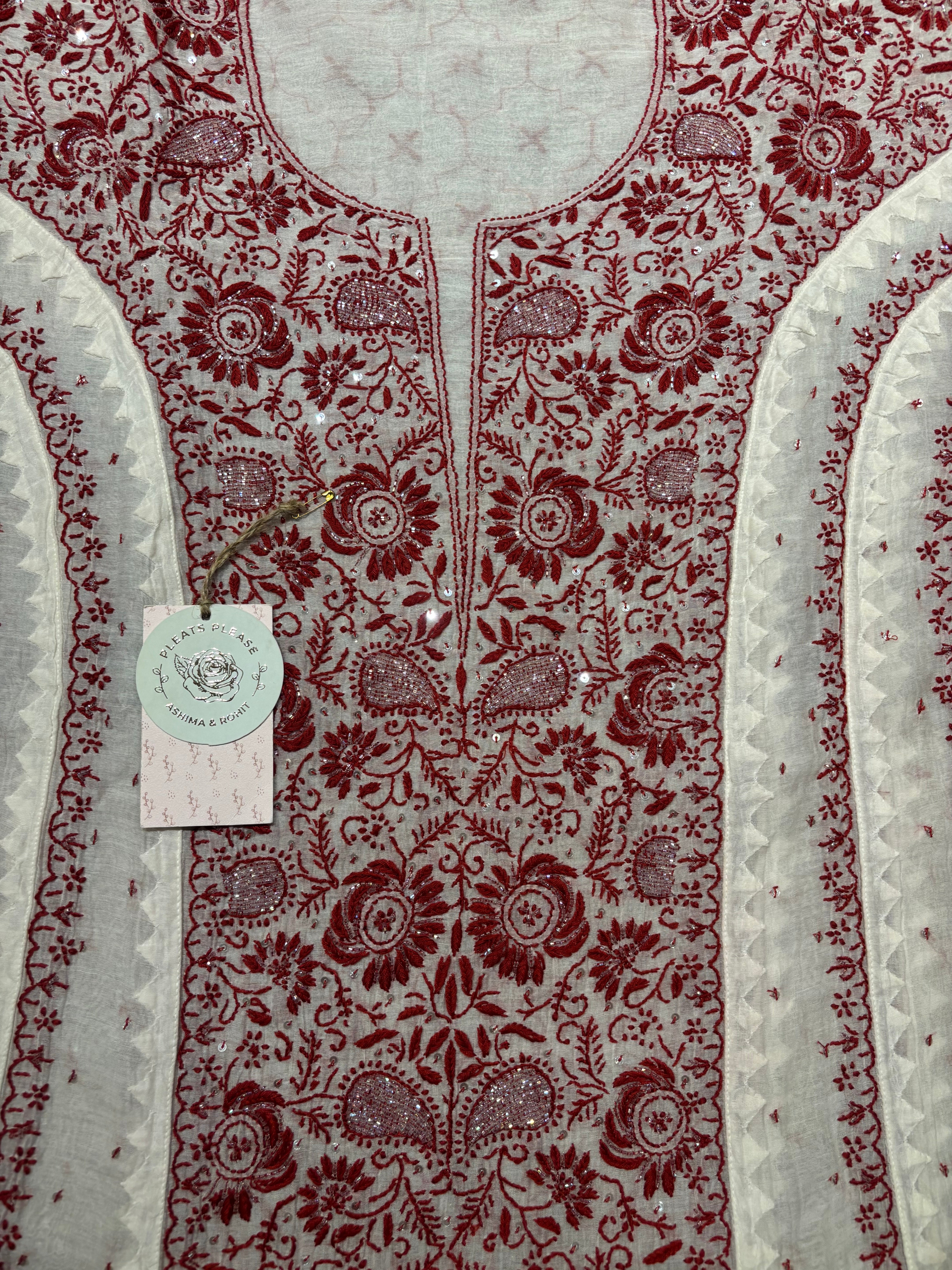 Dyeable Chanderi Mul Chikankari Anarkali and Dupatta Set