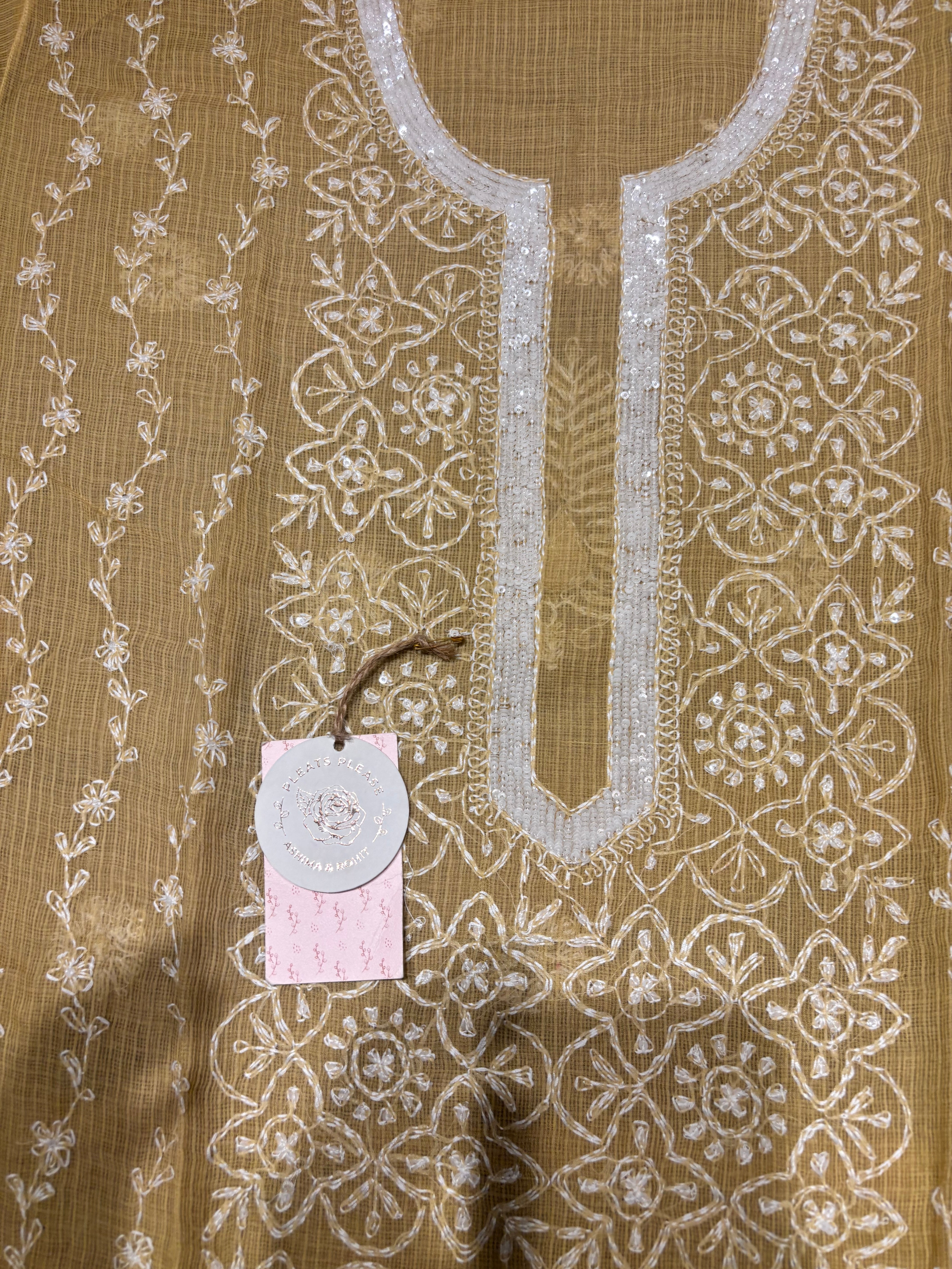 Mud Kota Doria Chikankari Kurta And Dupatta Set