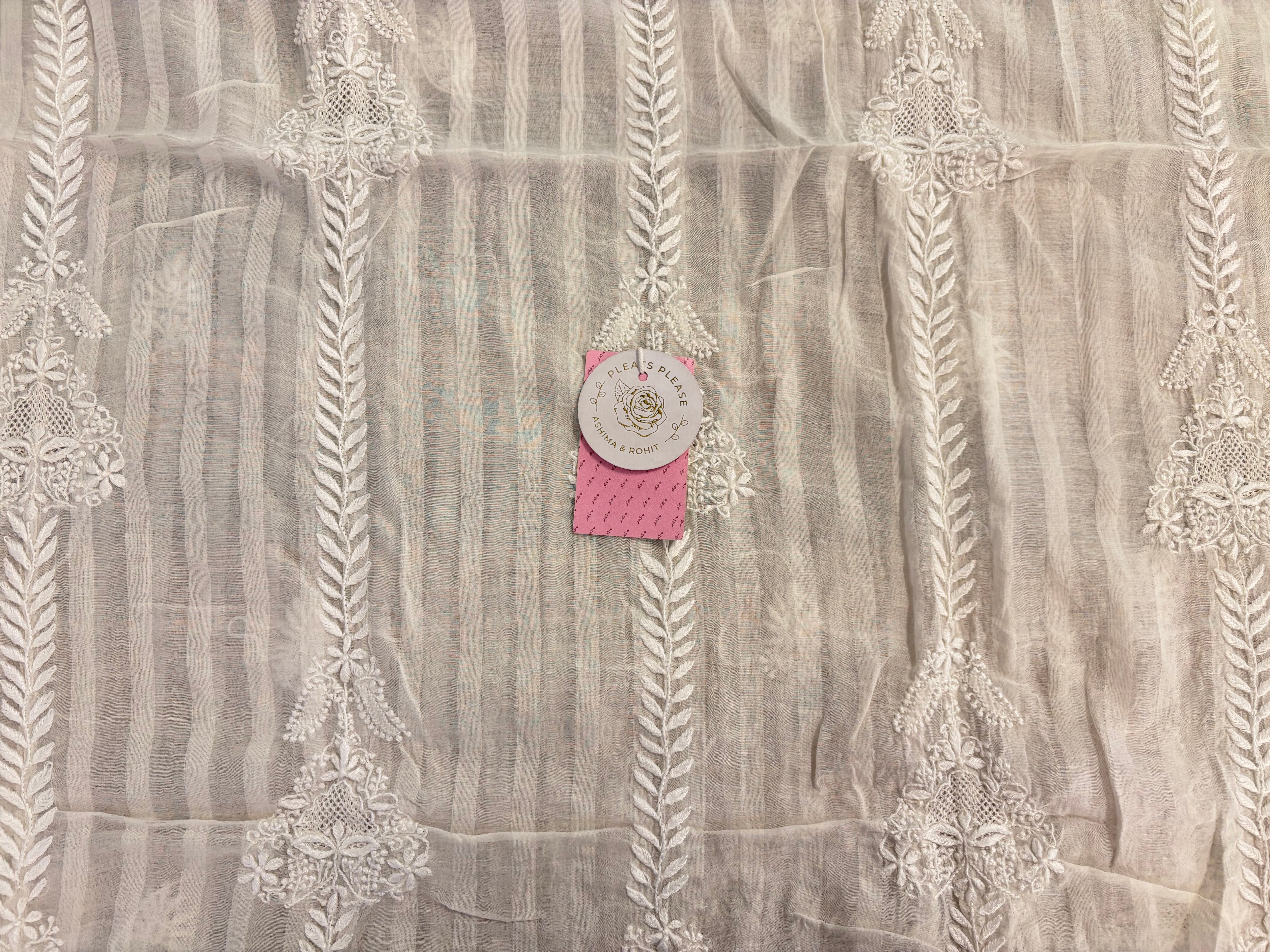 Dyeable Pure Chanderi Chikankari Kurta & Dupatta Set