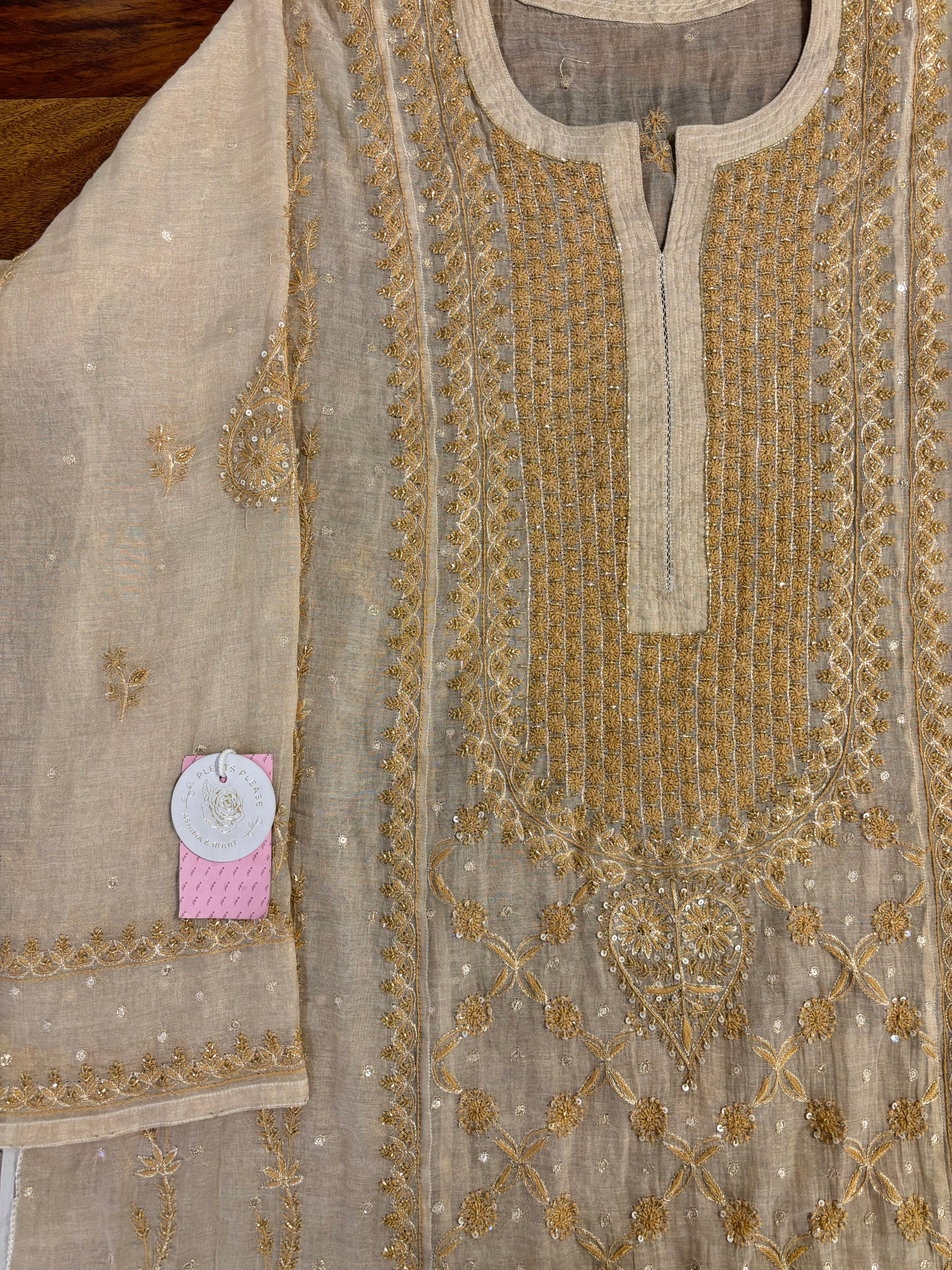 Dyeable Pure Tissue Chikankari Kurta & Dupatta