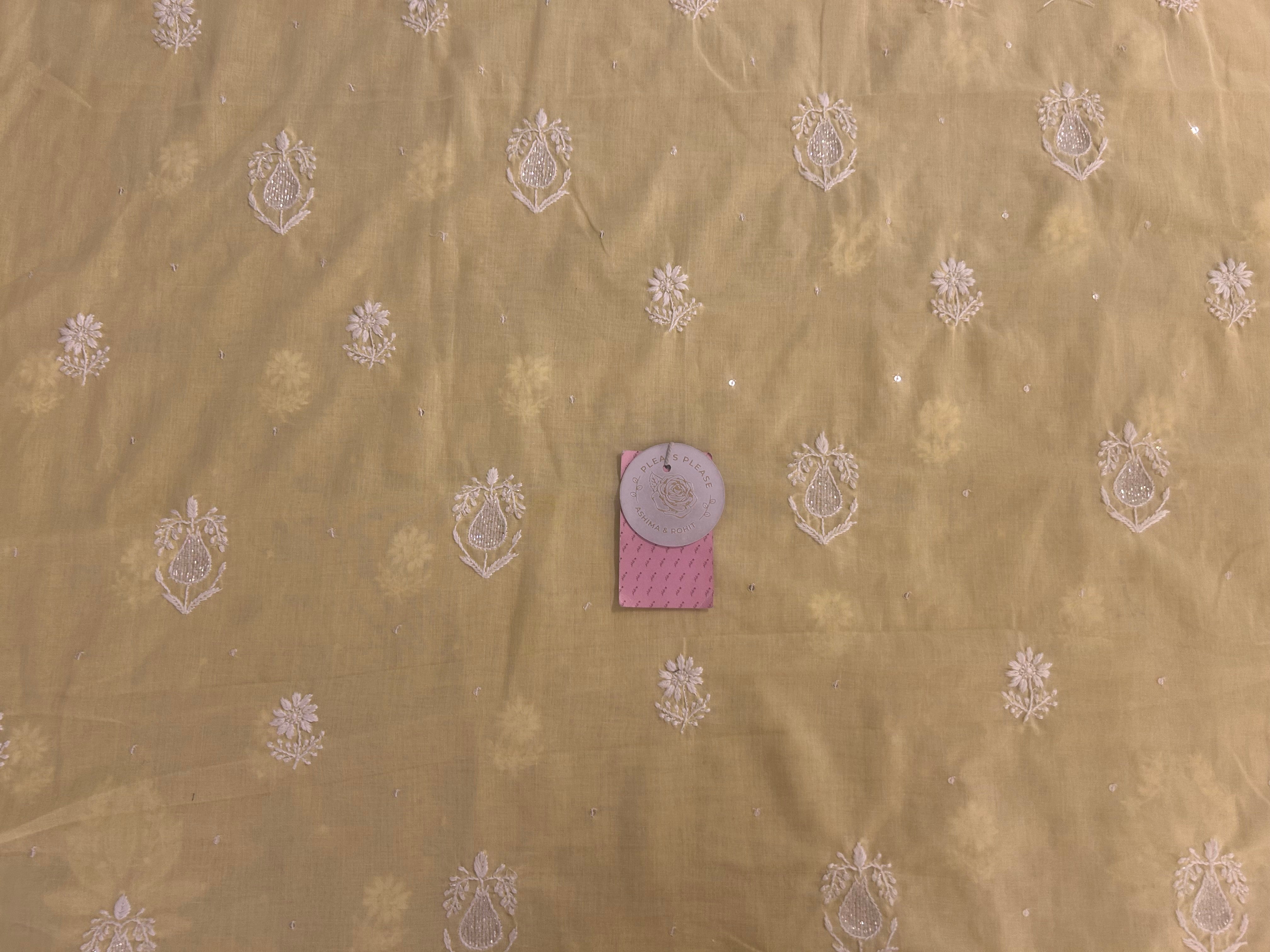 Butter Yellow Mulmul Chikankari Kurta