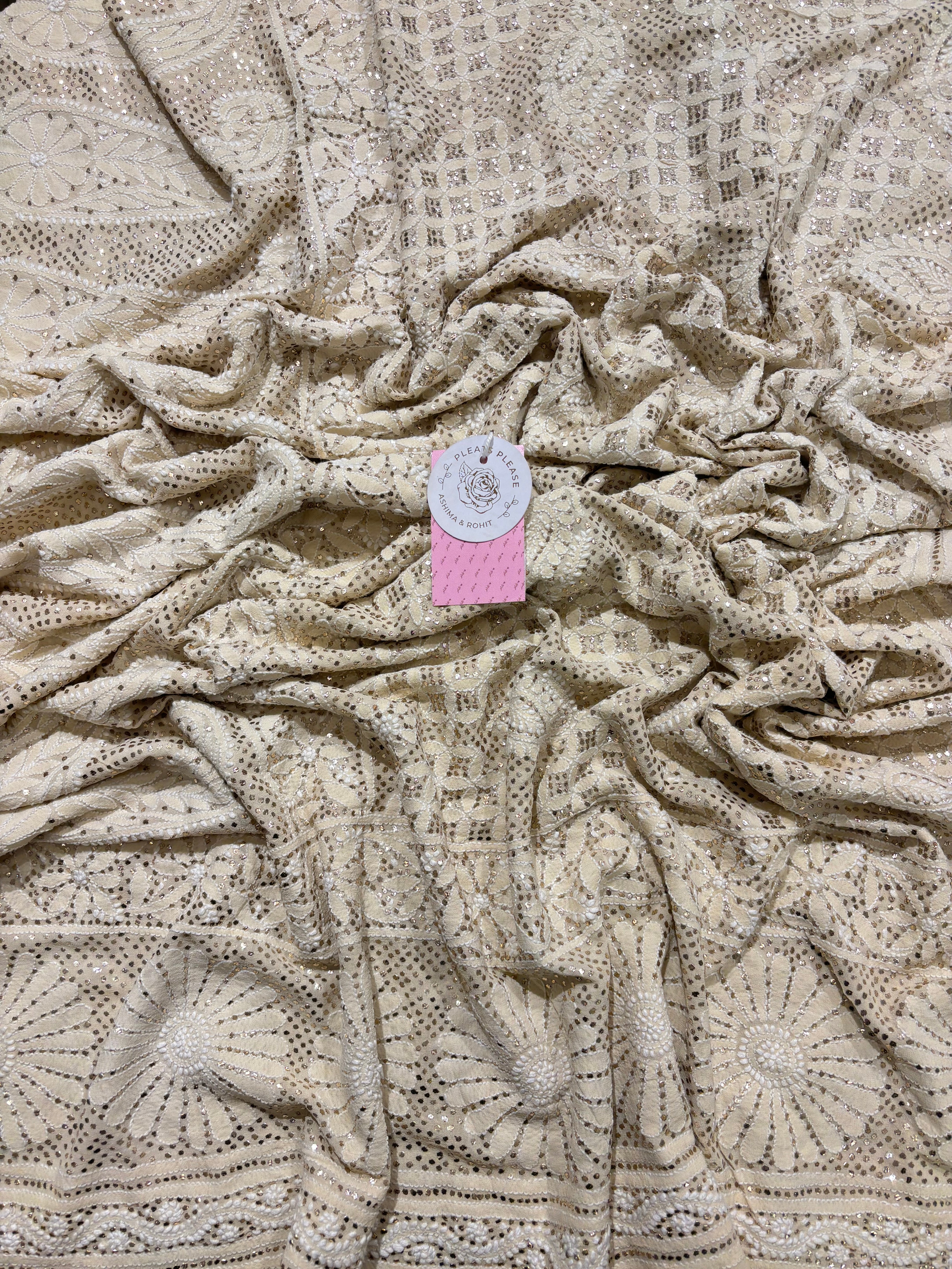 Dyeable Pure & Premium Georgette Mukaish Chikankari Dupatta