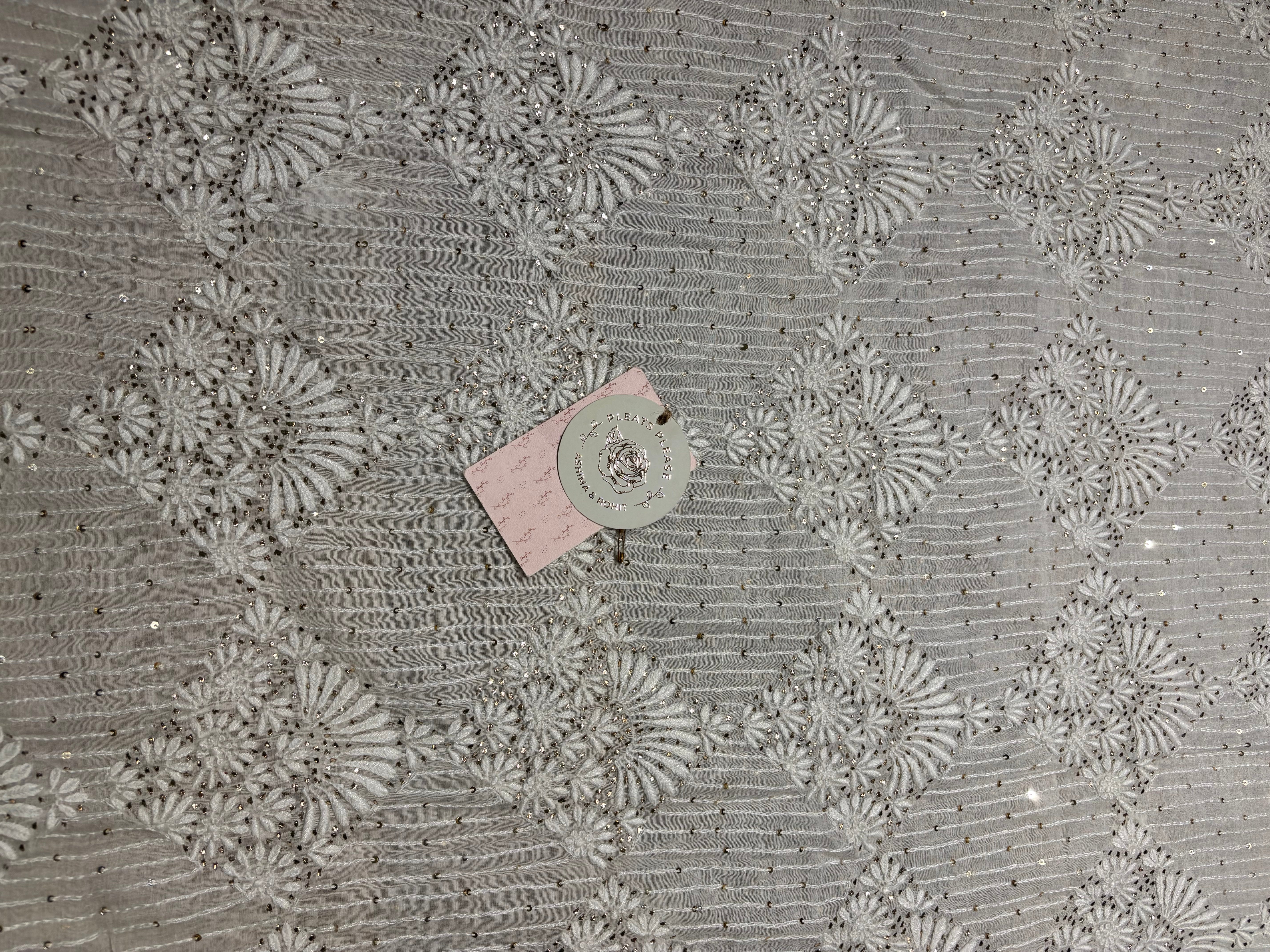 Dyeable Chanderi Mul Chikankari & Mukaish Kurta And Dupatta Set