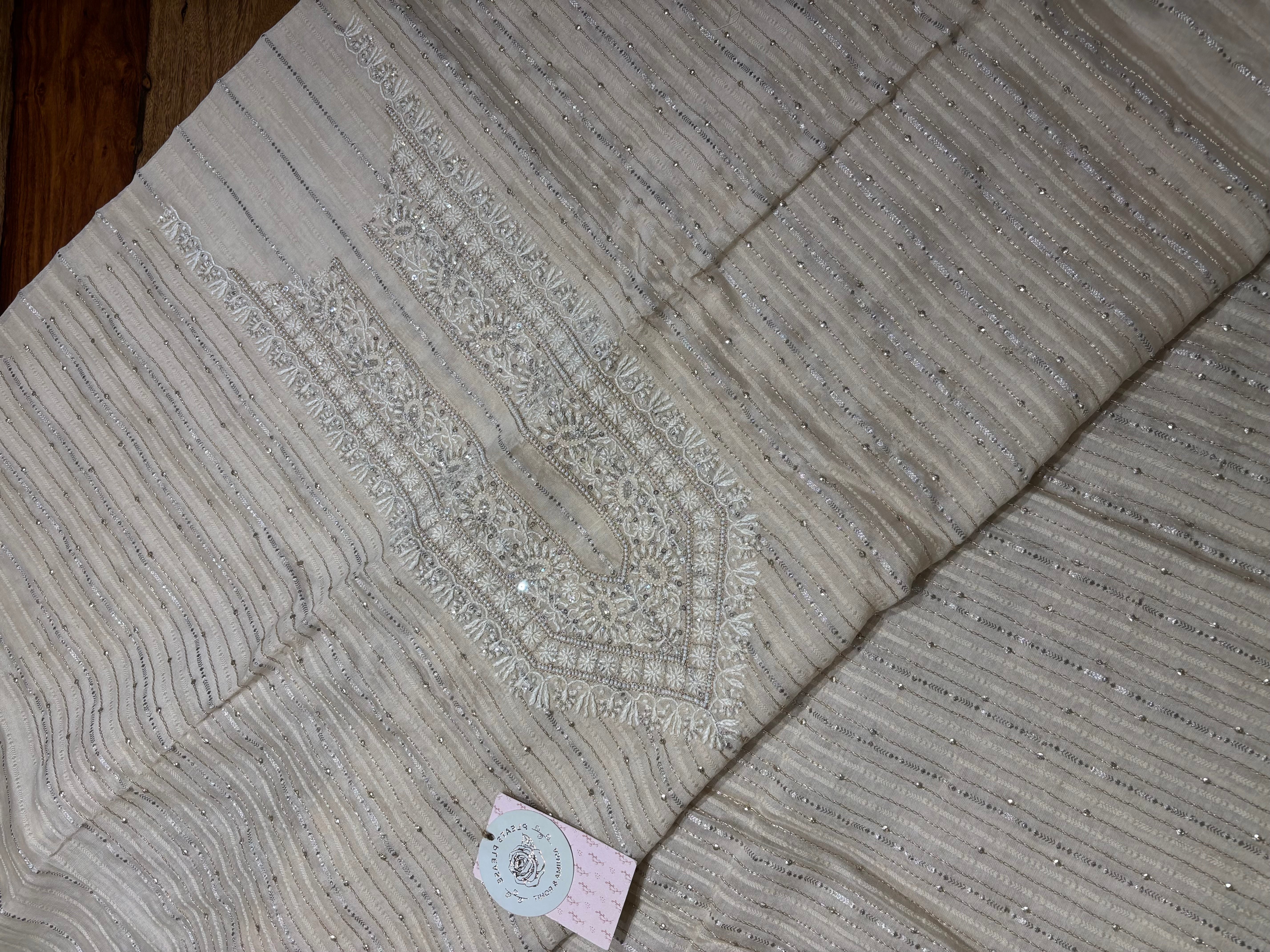 Coffee Cream  Chanderi Silk Chikankari Men’s Kurta