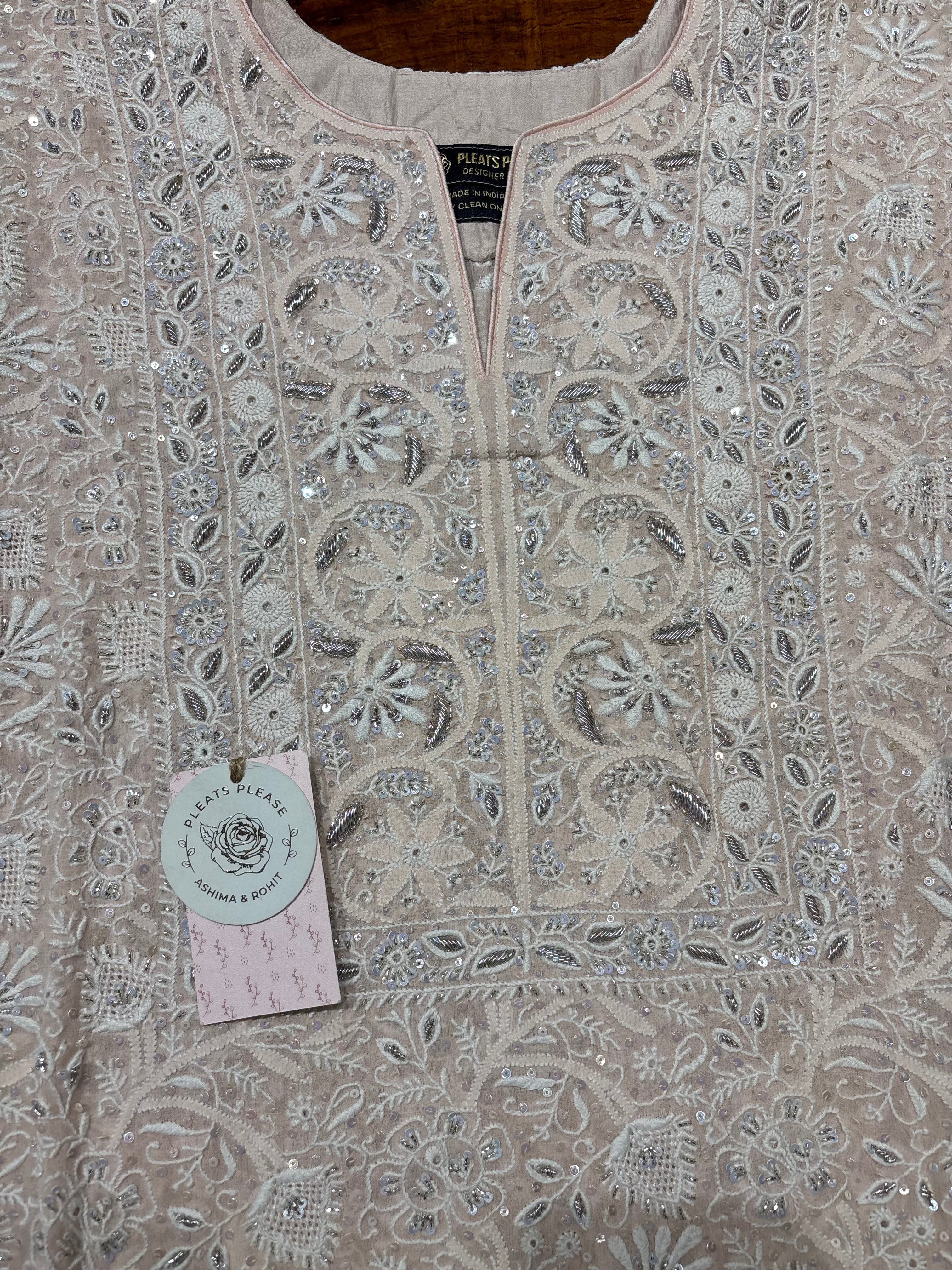 Soft Pink Pure and Premium Georgette Chikankari Kurta and Dupatta set
