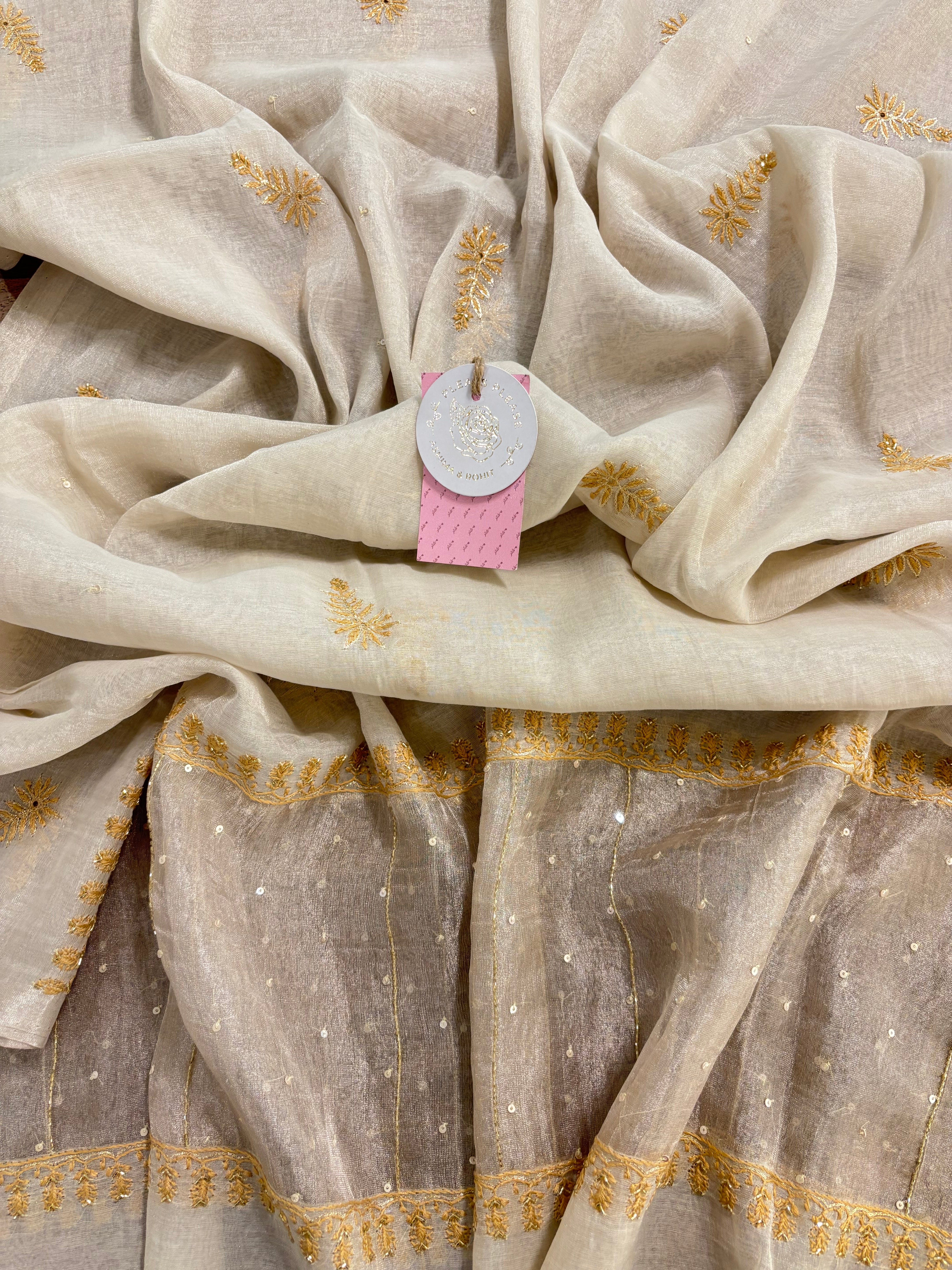 Dyeable Ivory Silver Pure & Premium Tissue Chikankari Kurta & Dupatta