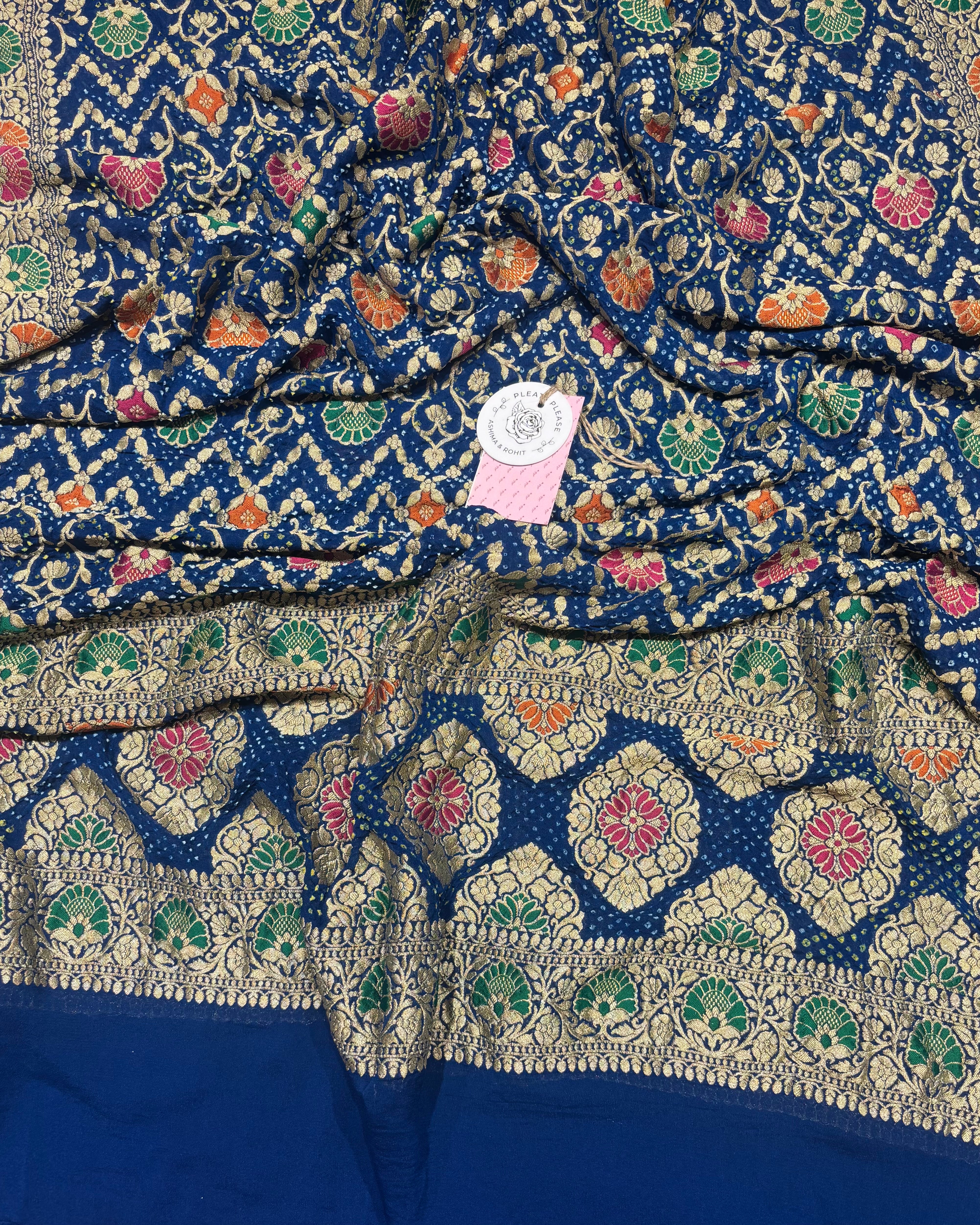 Blue Pure & Premium Khaddi Georgette Bandhej Dupatta