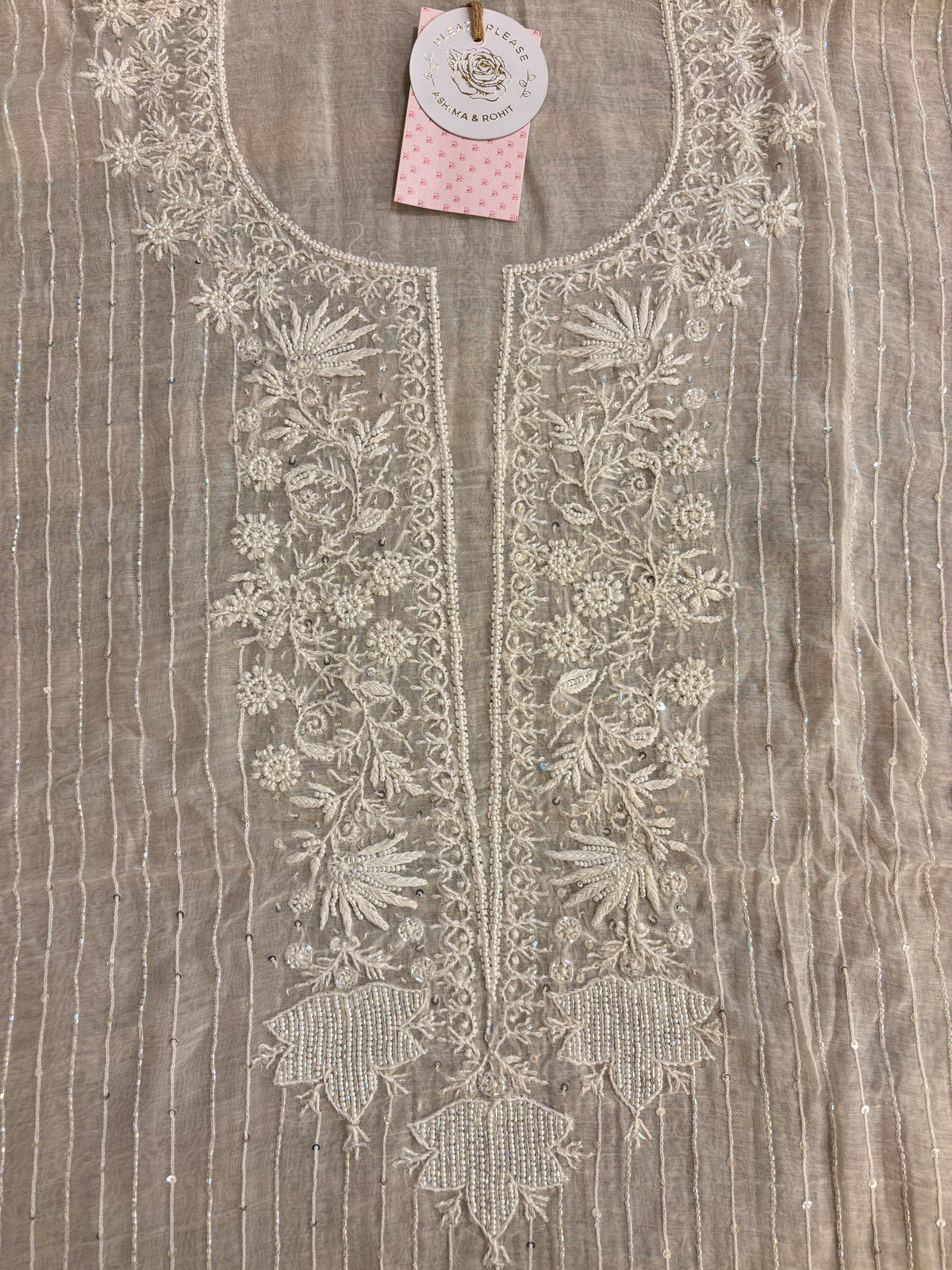 Dyeable Chanderi Mul Chikankari Kurta & Dupatta
