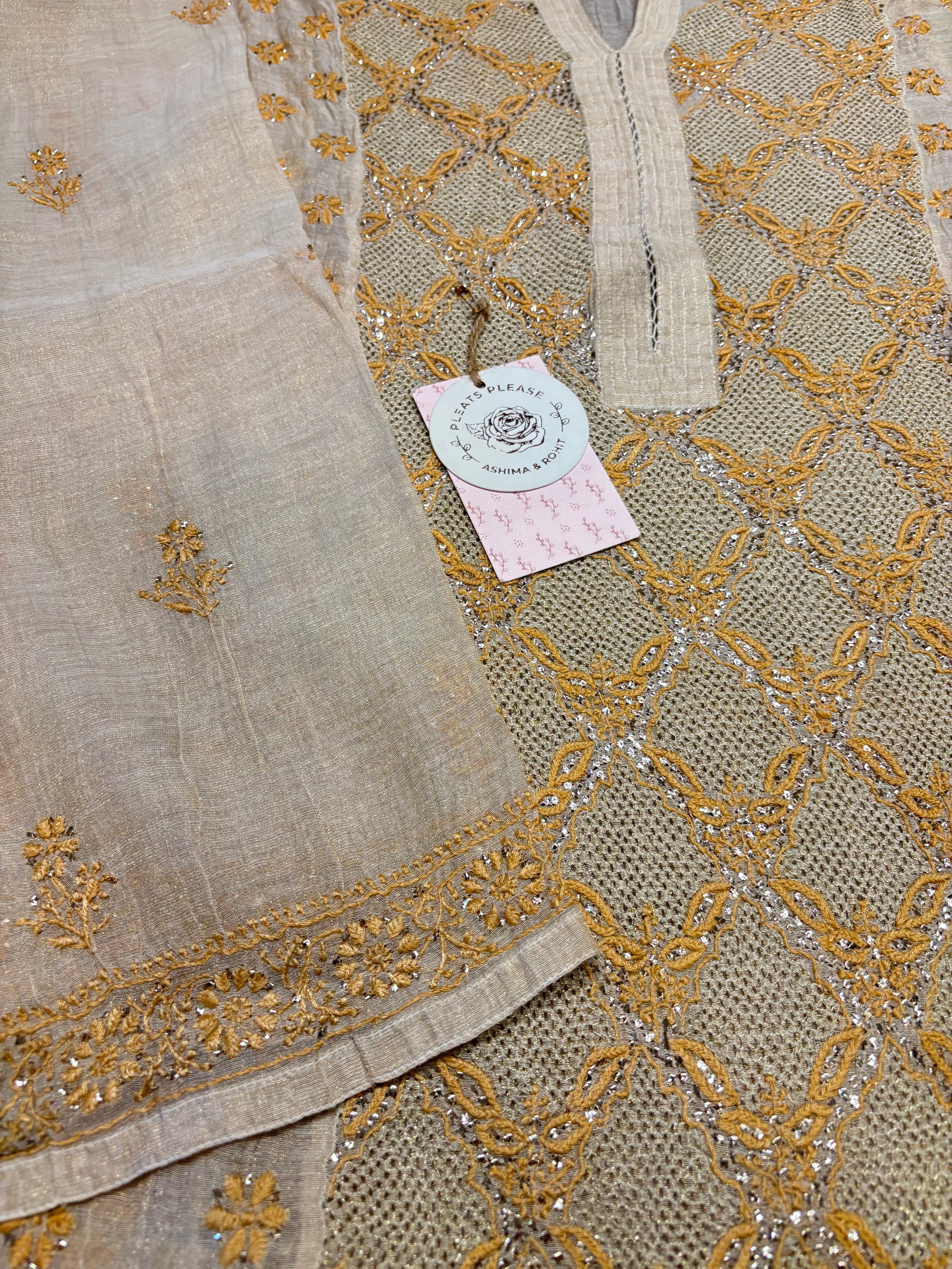 Dyeable Pure And Premium Tissue Straight Kurta And Dupatta Set