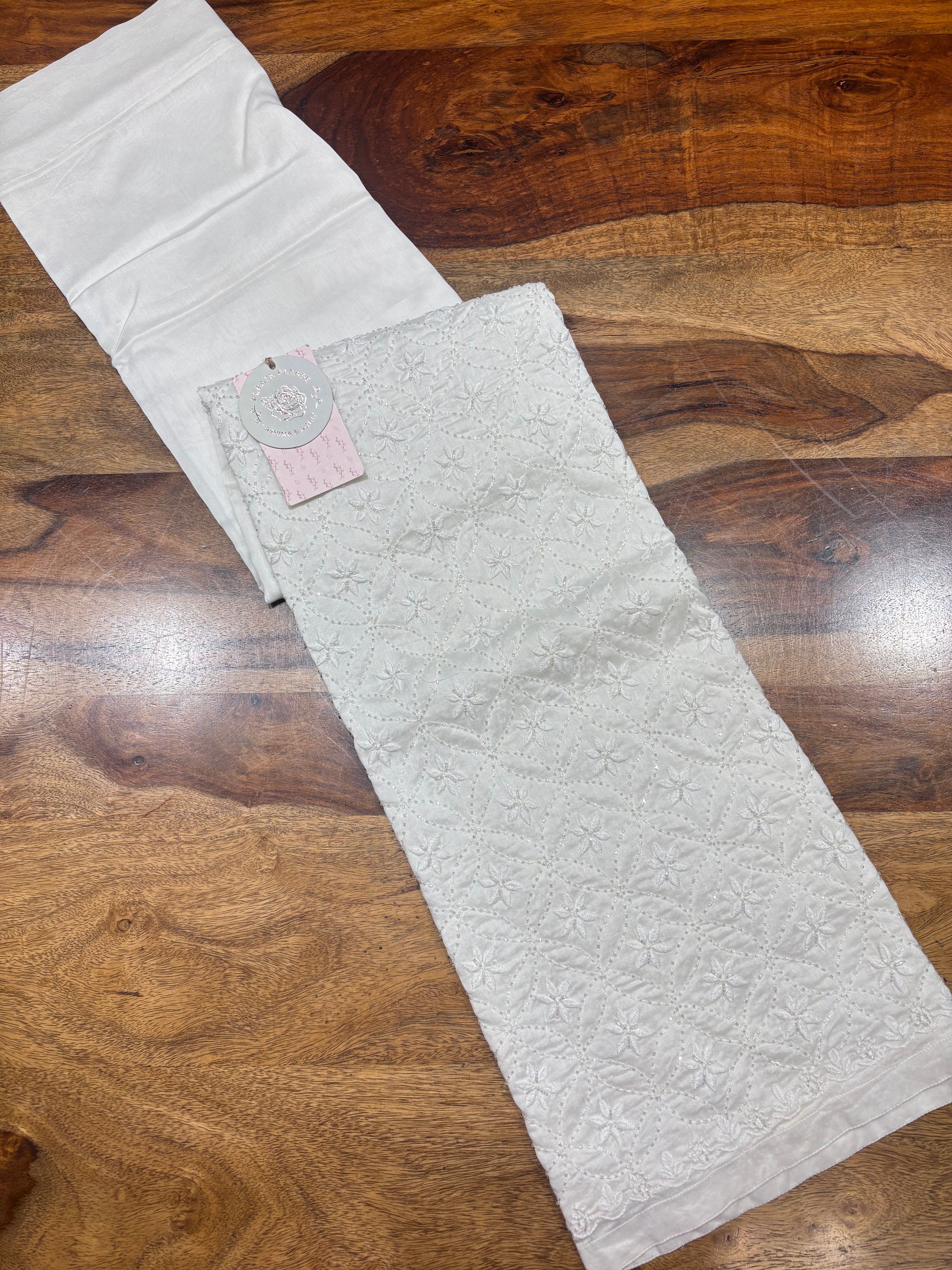 Dyeable Chanderi Silk  Chikankari Bottom