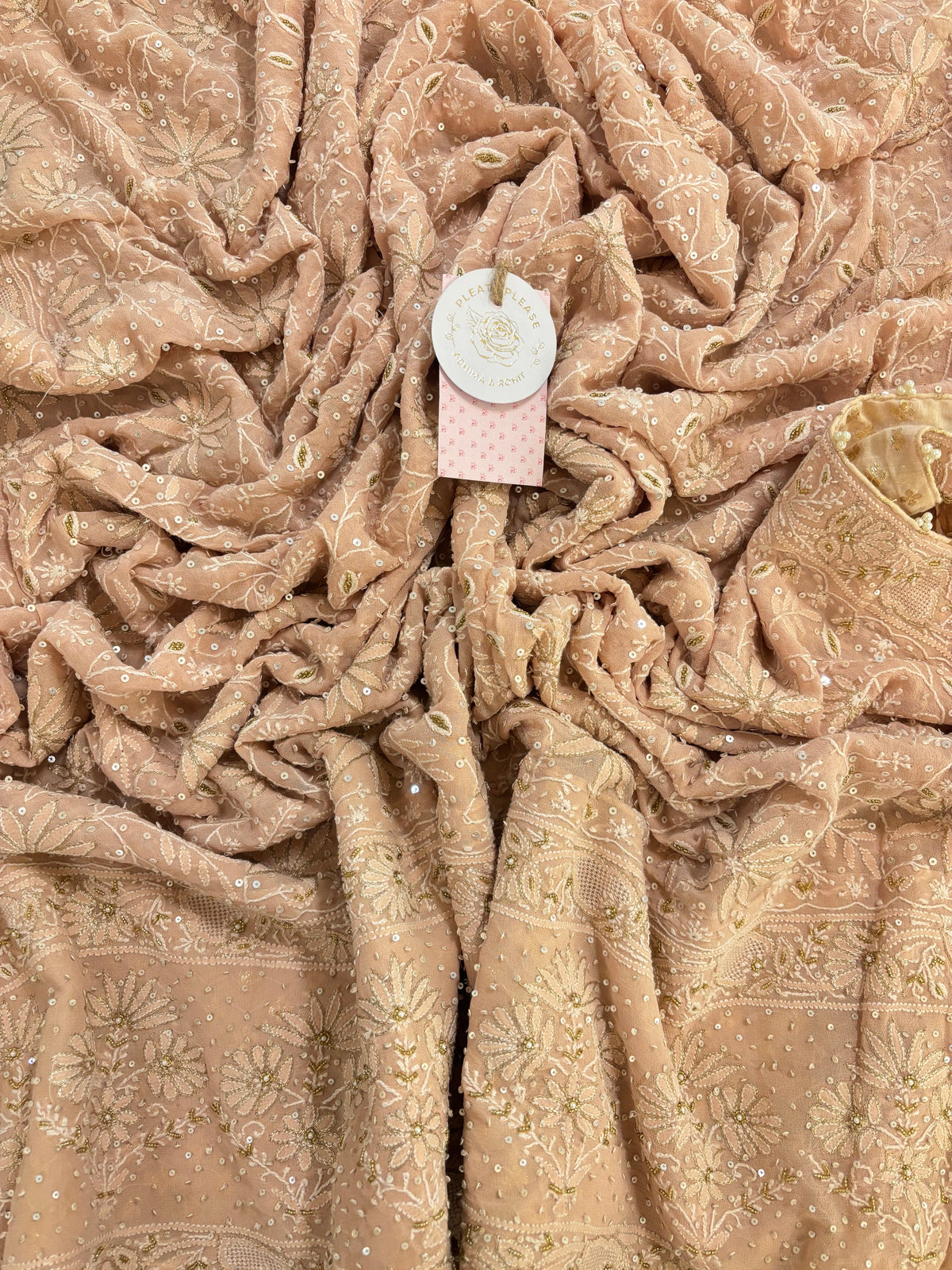 Pastel Peach Pure & Premium Georgette Chikankari Dupatta