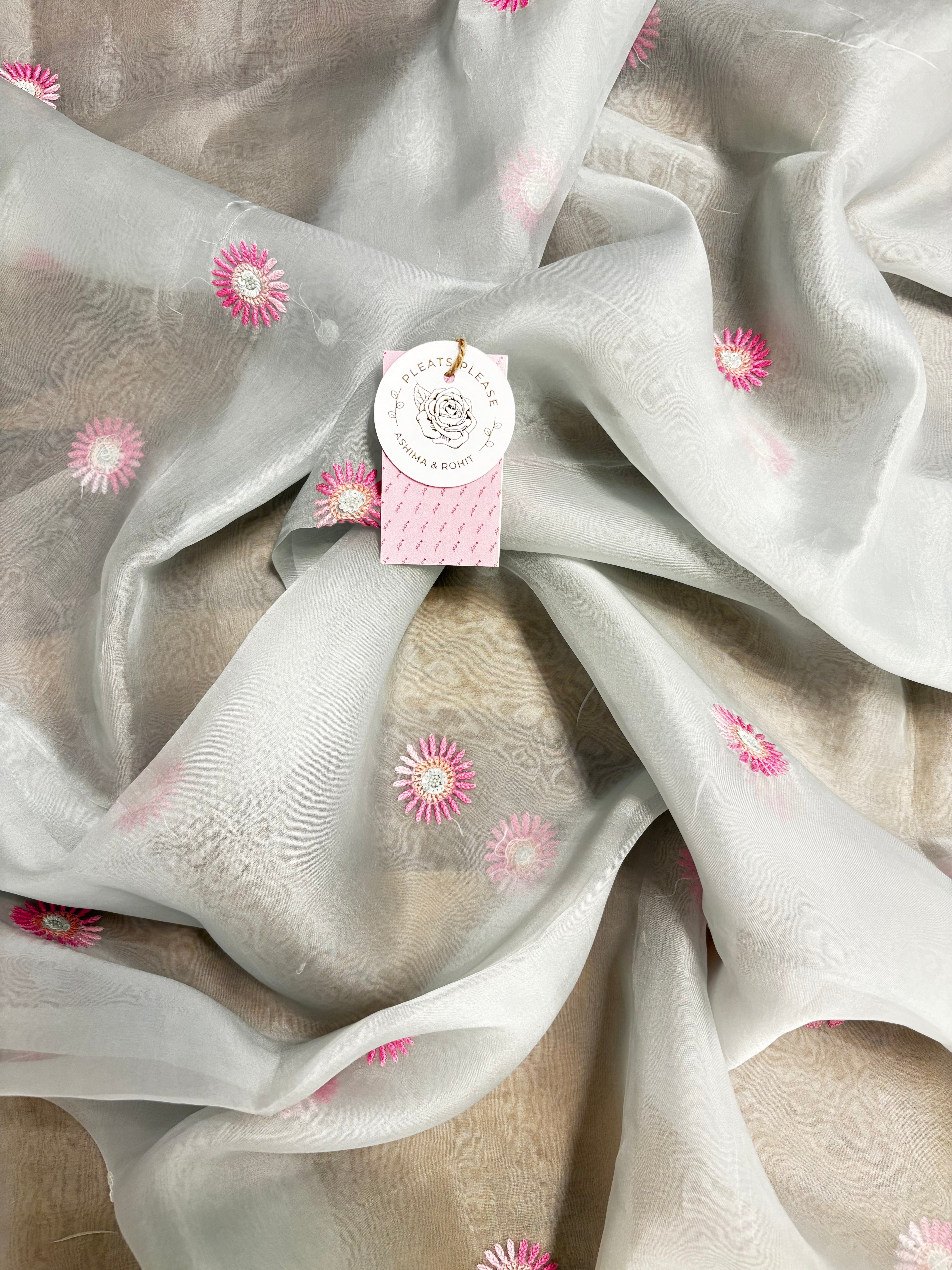 Mint Green Pure Organza Chikankari Kurta & Dupatta - Pleats PleaseChikankari