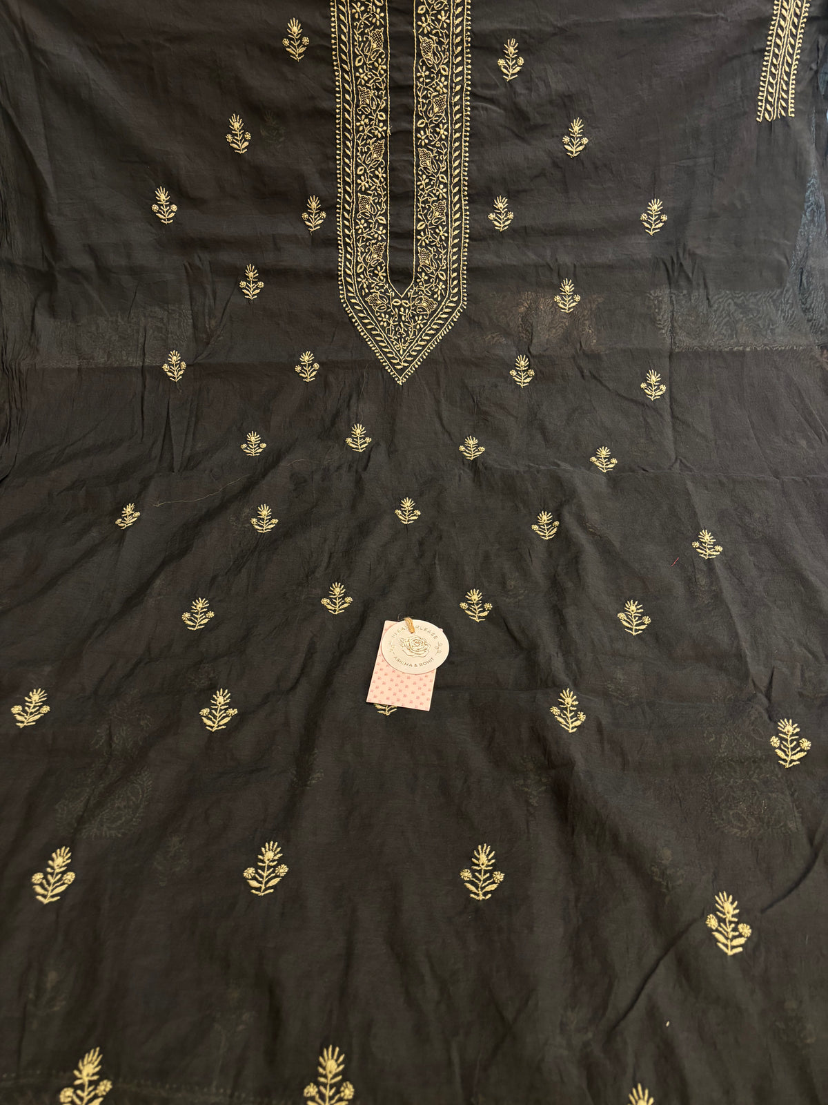 Black Chanderi Silk Chikankari Men’s Kurta