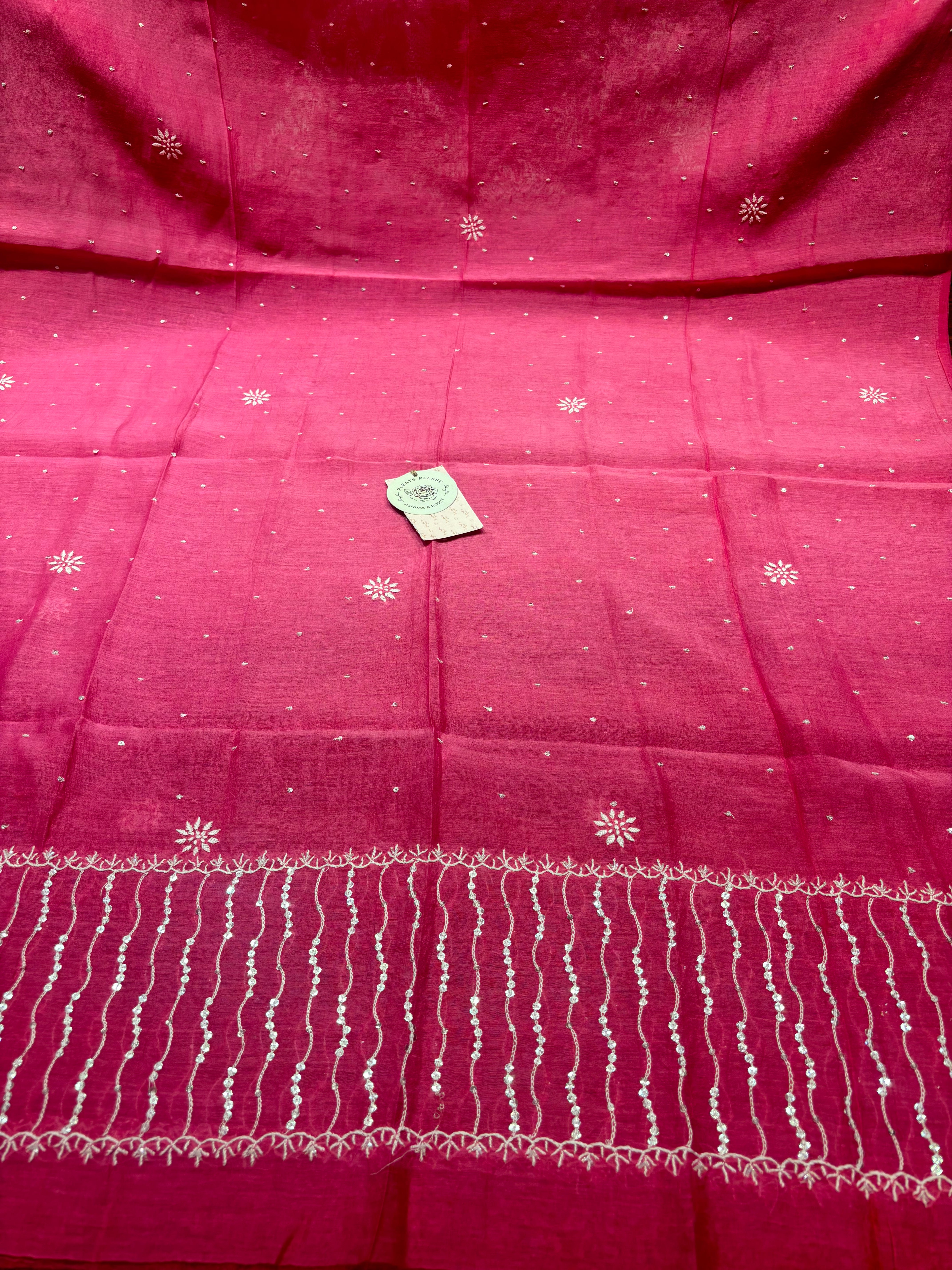 Fuschia Pink Chanderi Mul Chikankari Anarkali & Dupatta Set