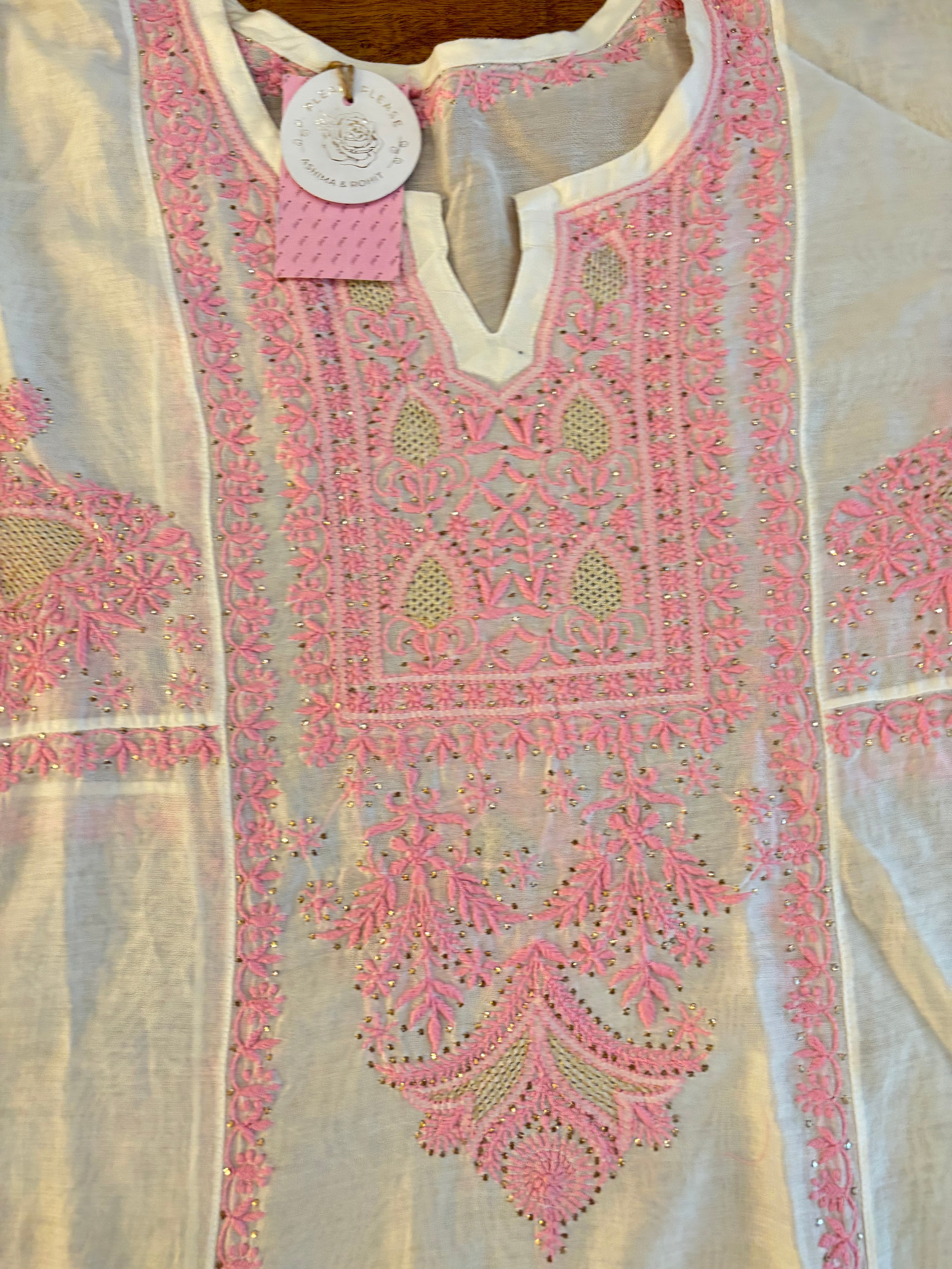 Dyeable Chanderi Chikankari Mukaish Anarkali & Dupatta