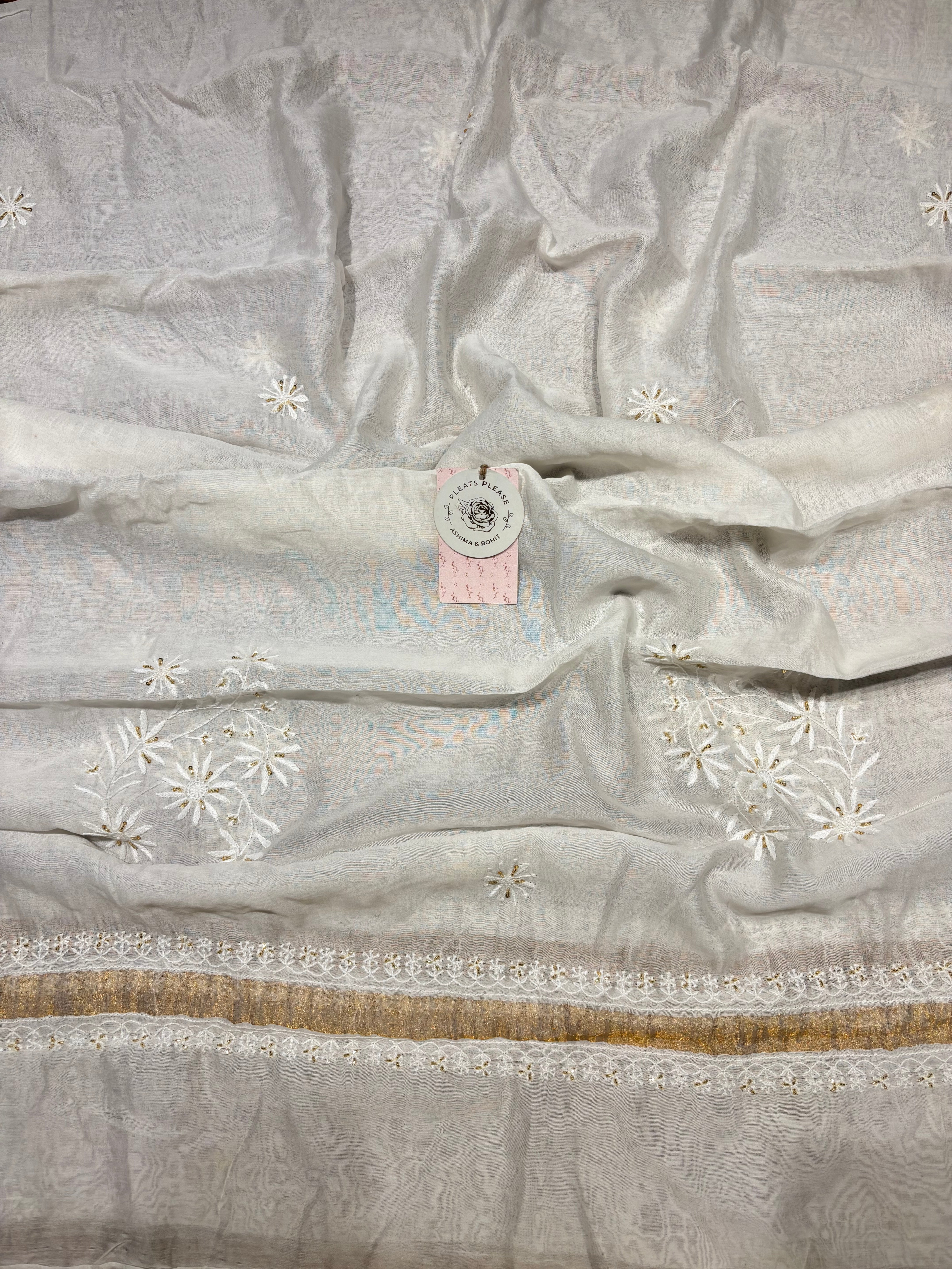 Dyeable Chanderi Silk Chikankari Anarkali & Dupatta Set