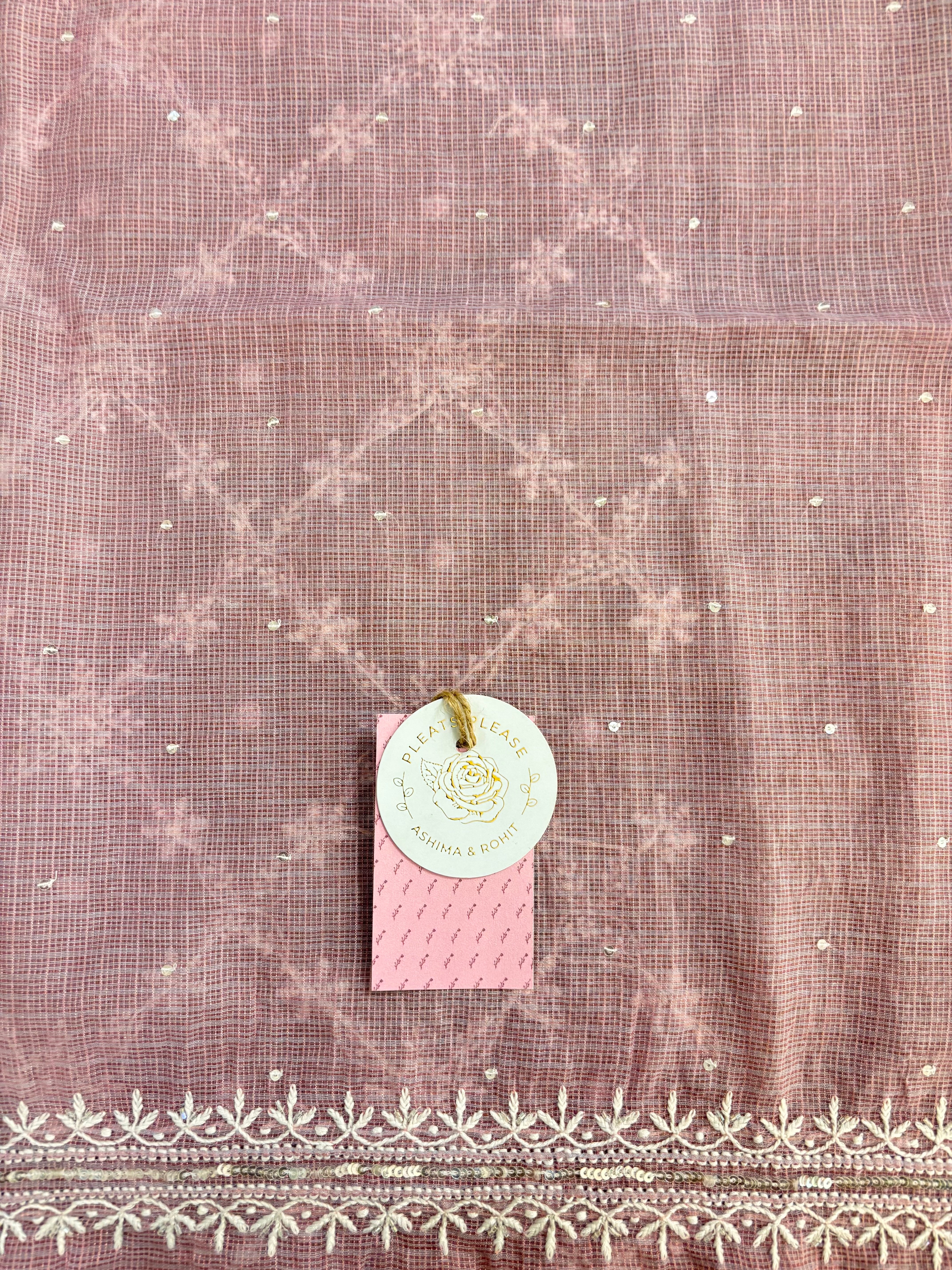 Lilac Kota Doria Chikankari Kurta & Dupatta