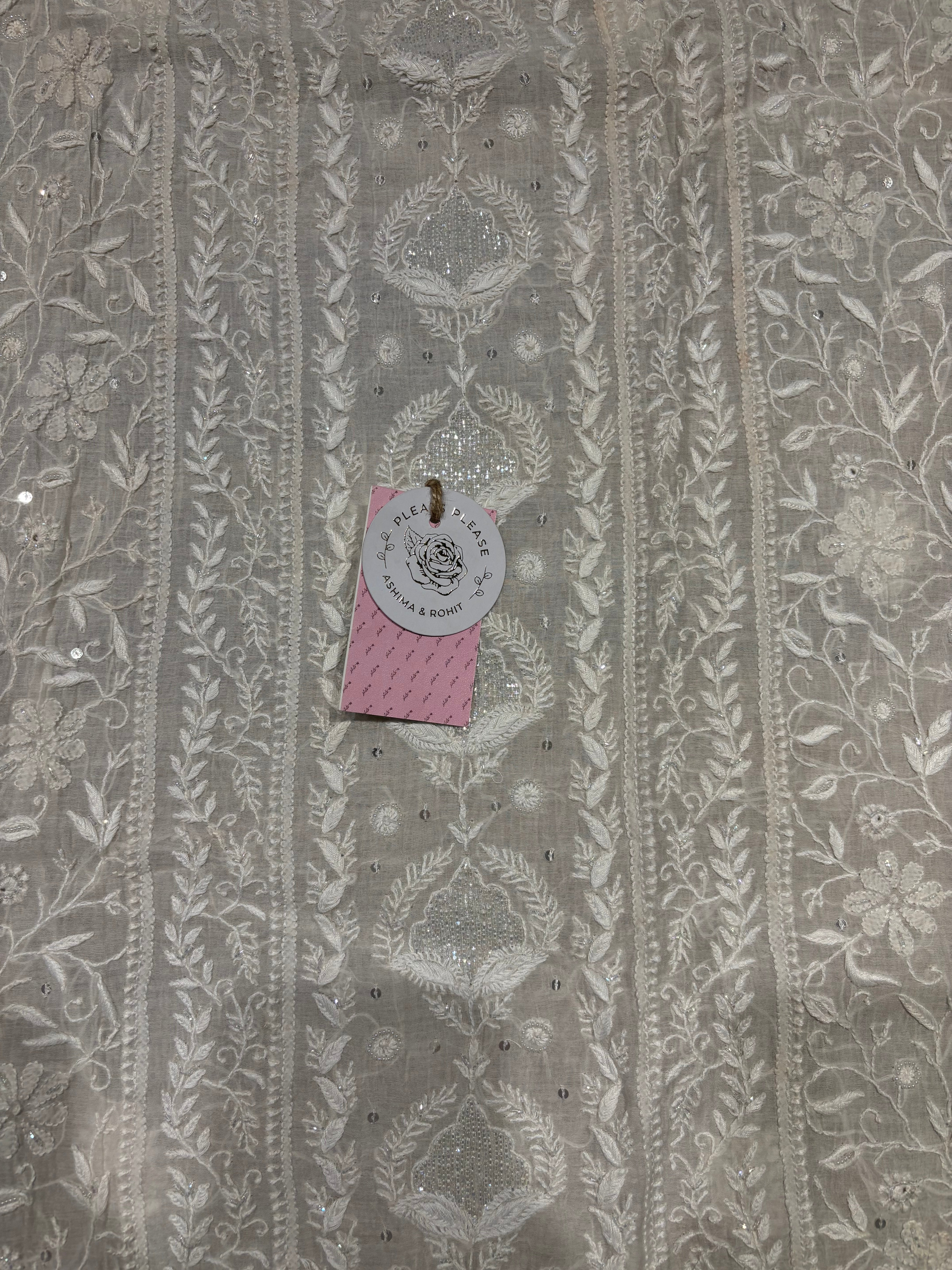 Dyeable Chanderi Mul Chikankari Kurta and Dupatta Set