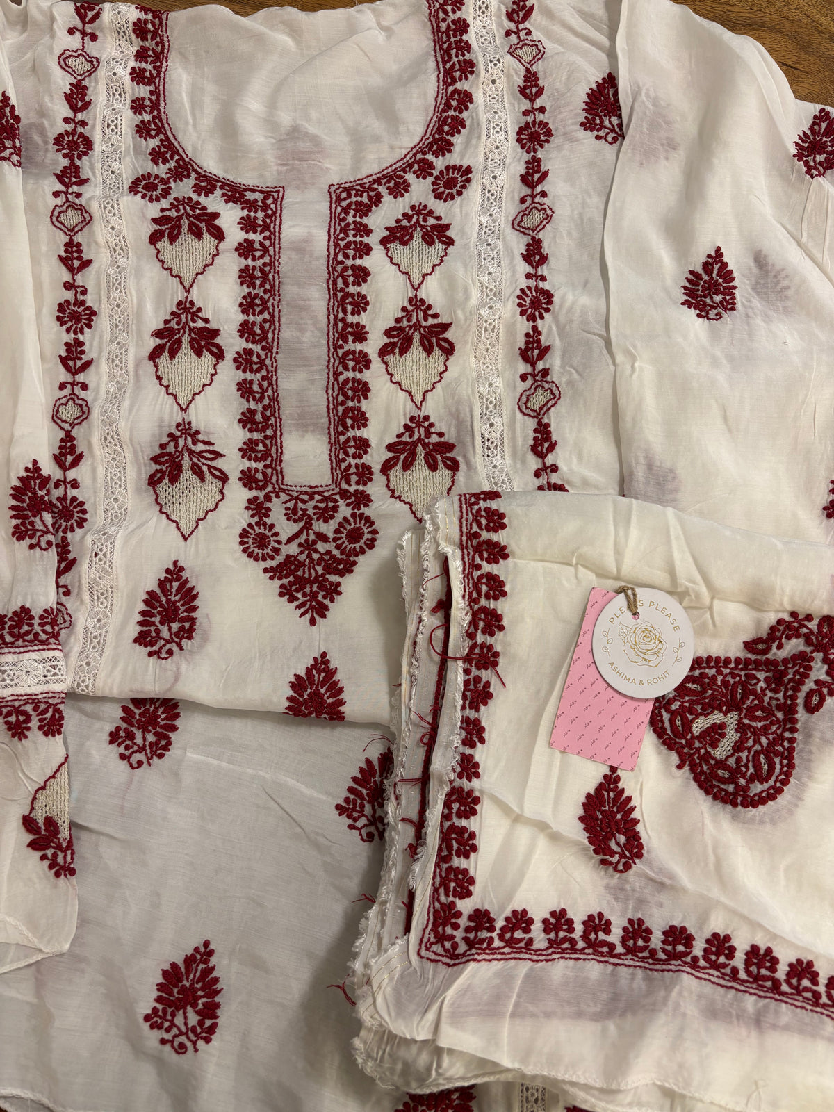 Dyeable Muslin Chikankari Kurta & Dupatta