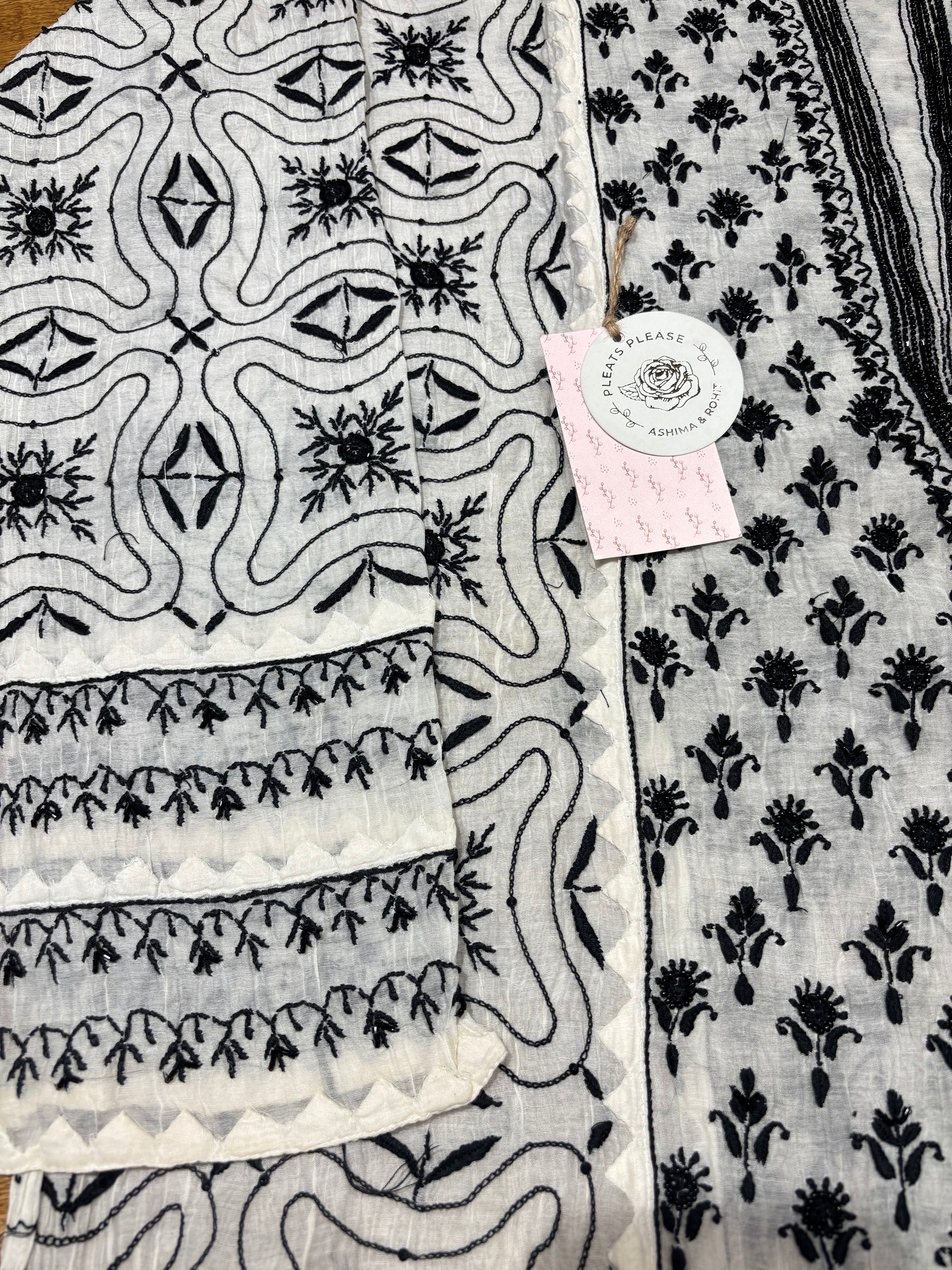 Dyeable Chanderi Mul Chikankari Kurta and Dupatta Set