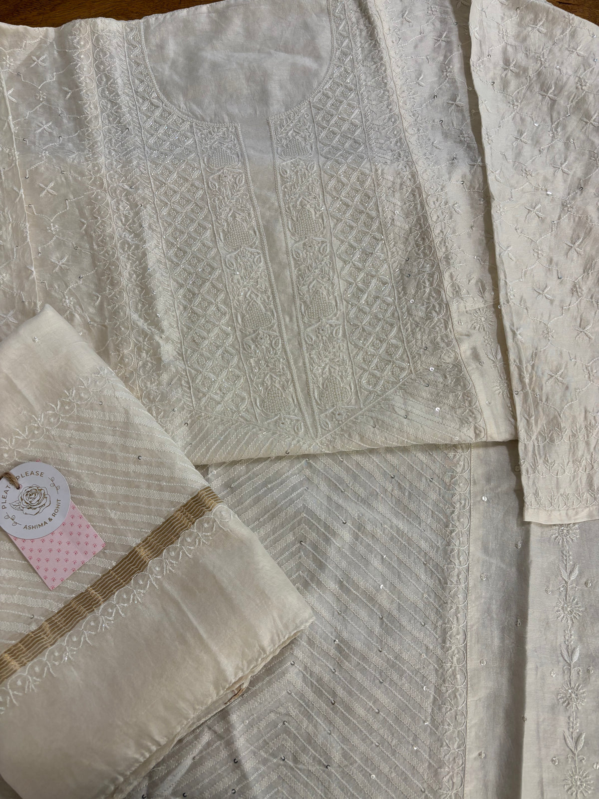 Dyeable Chanderi Silk Chikankari Anarkali & Dupatta