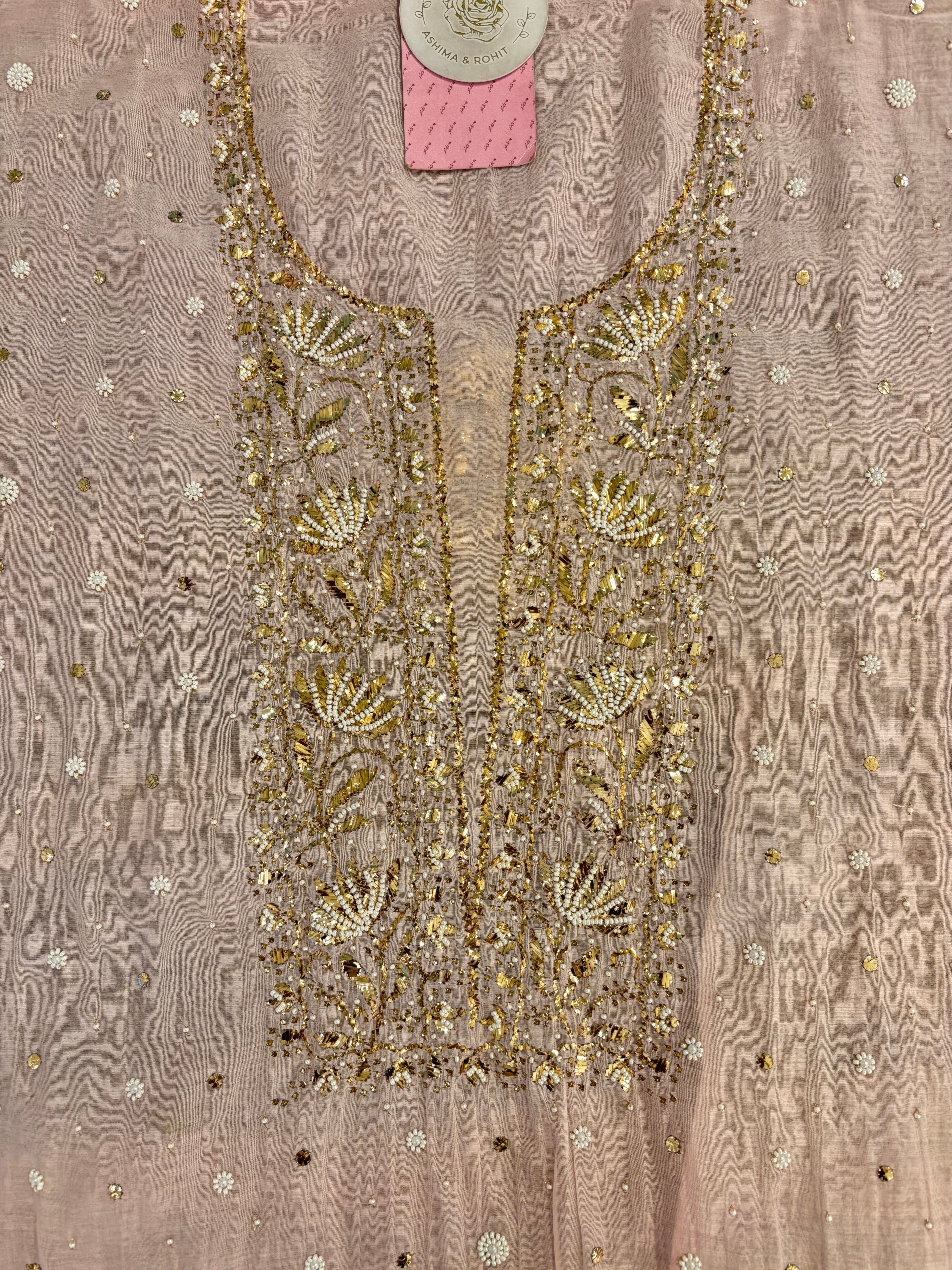 Pink Ombré Chanderi Mukaish Kurta & Dupatta