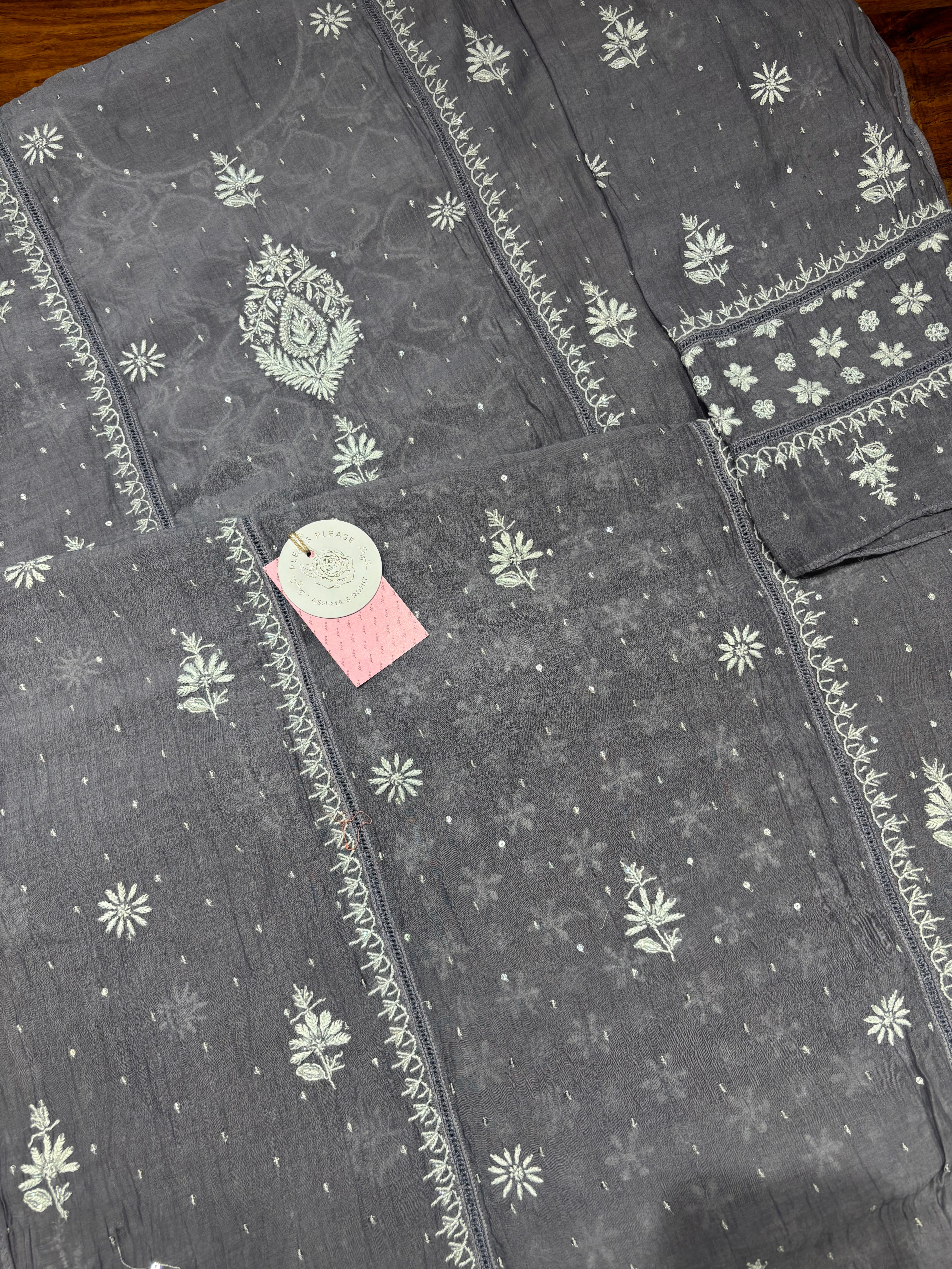 Midnight Purple Chanderi Mul Chikankari Kurta & Dupatta Set