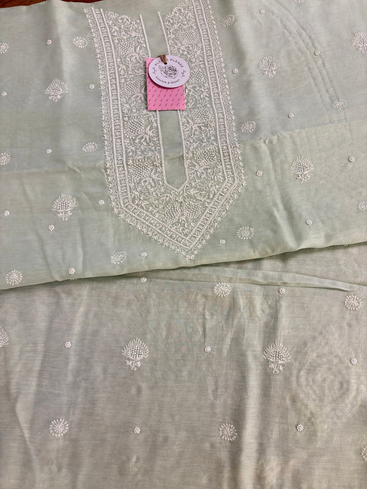 Sage Green Chanderi Chikankari Men’s Kurta