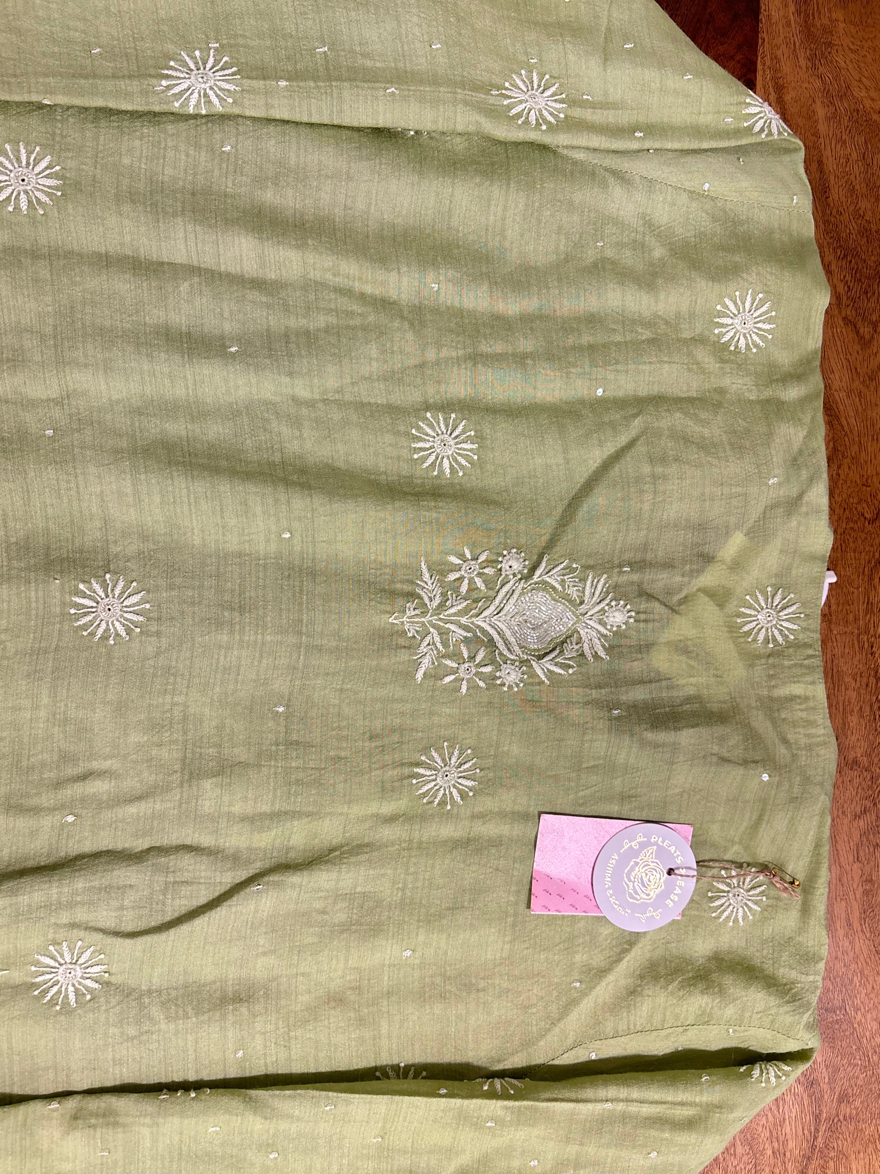 Sage Green Chikankari Munga Silk Kurta Dupatta Set