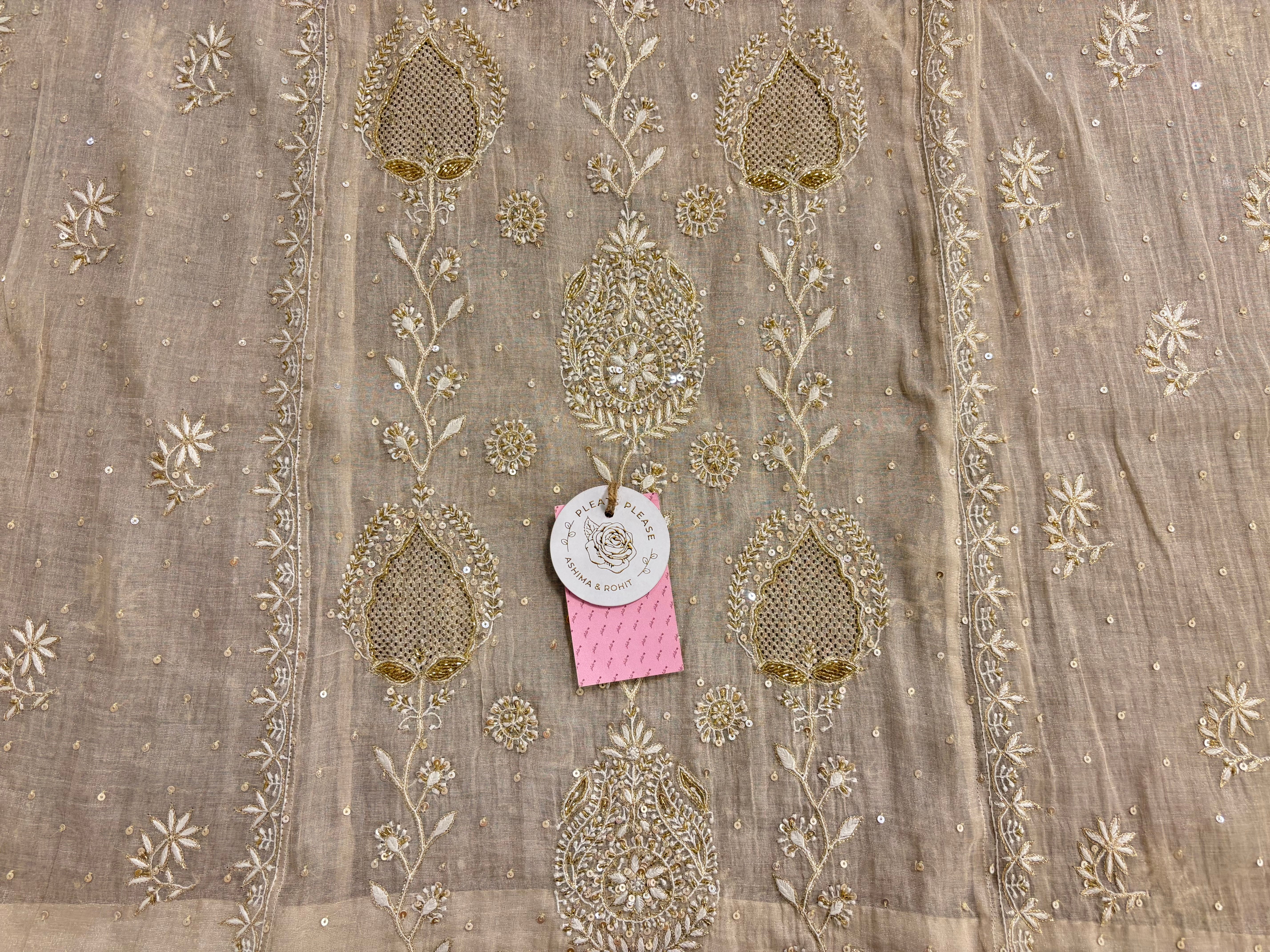 Dyeable Ivory Silver Pure & Premium Tissue Chikankari Kurta & Dupatta