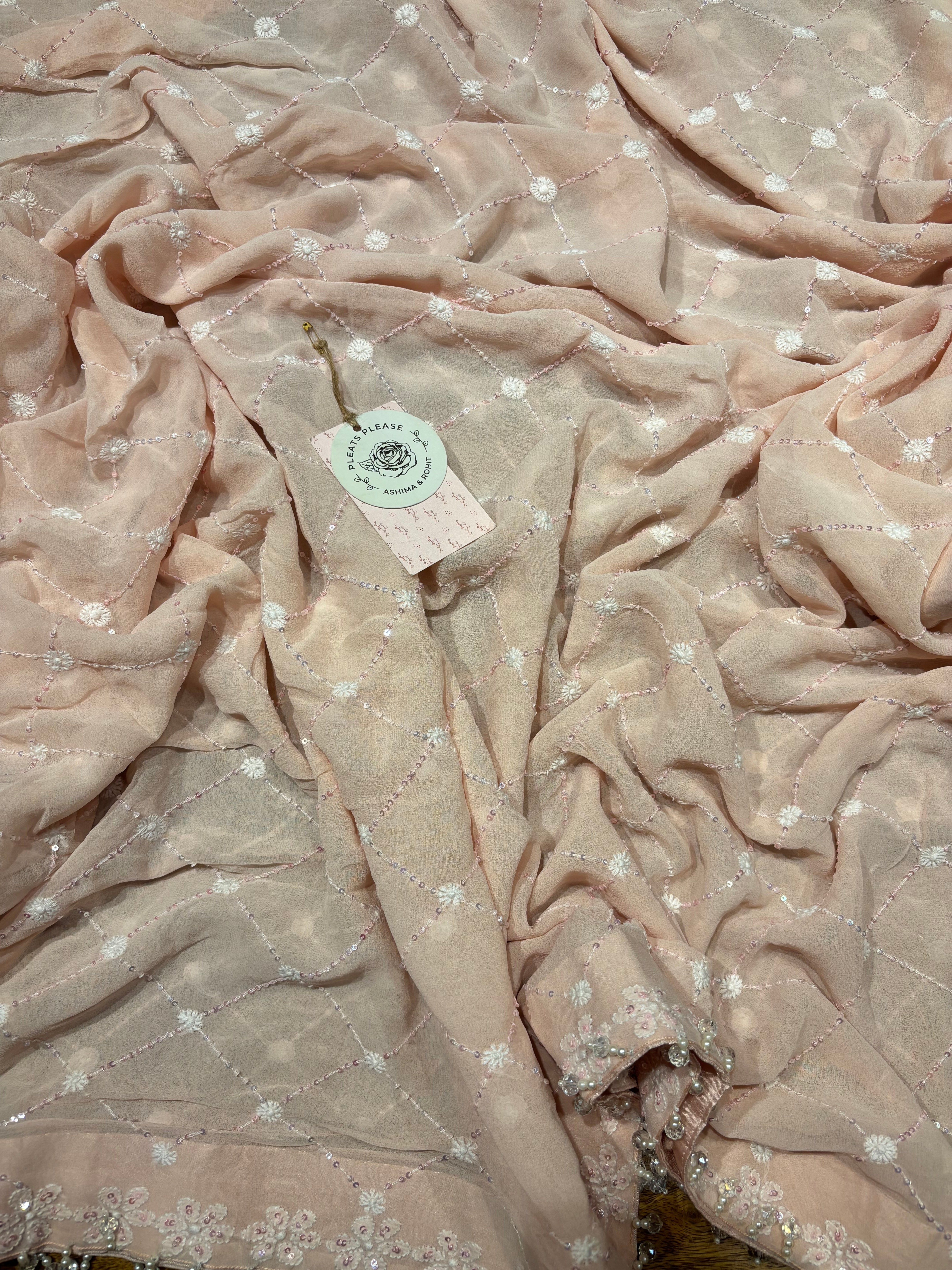 Pink Pure And Premium Georgette Chikankari Kurta And Dupatta Set