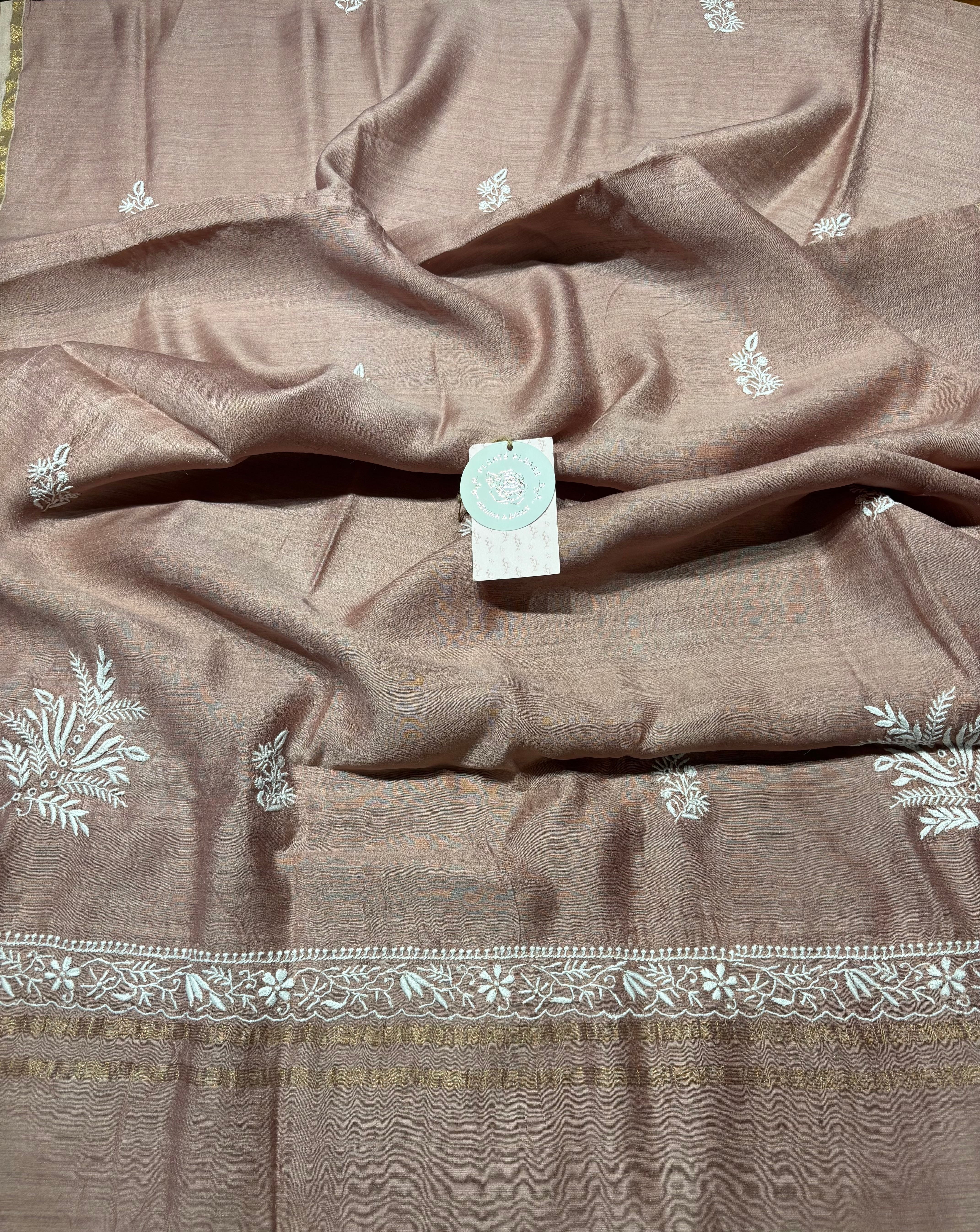 Garnet Monga Silk Chikankari Kurta And Dupatta Fabric
