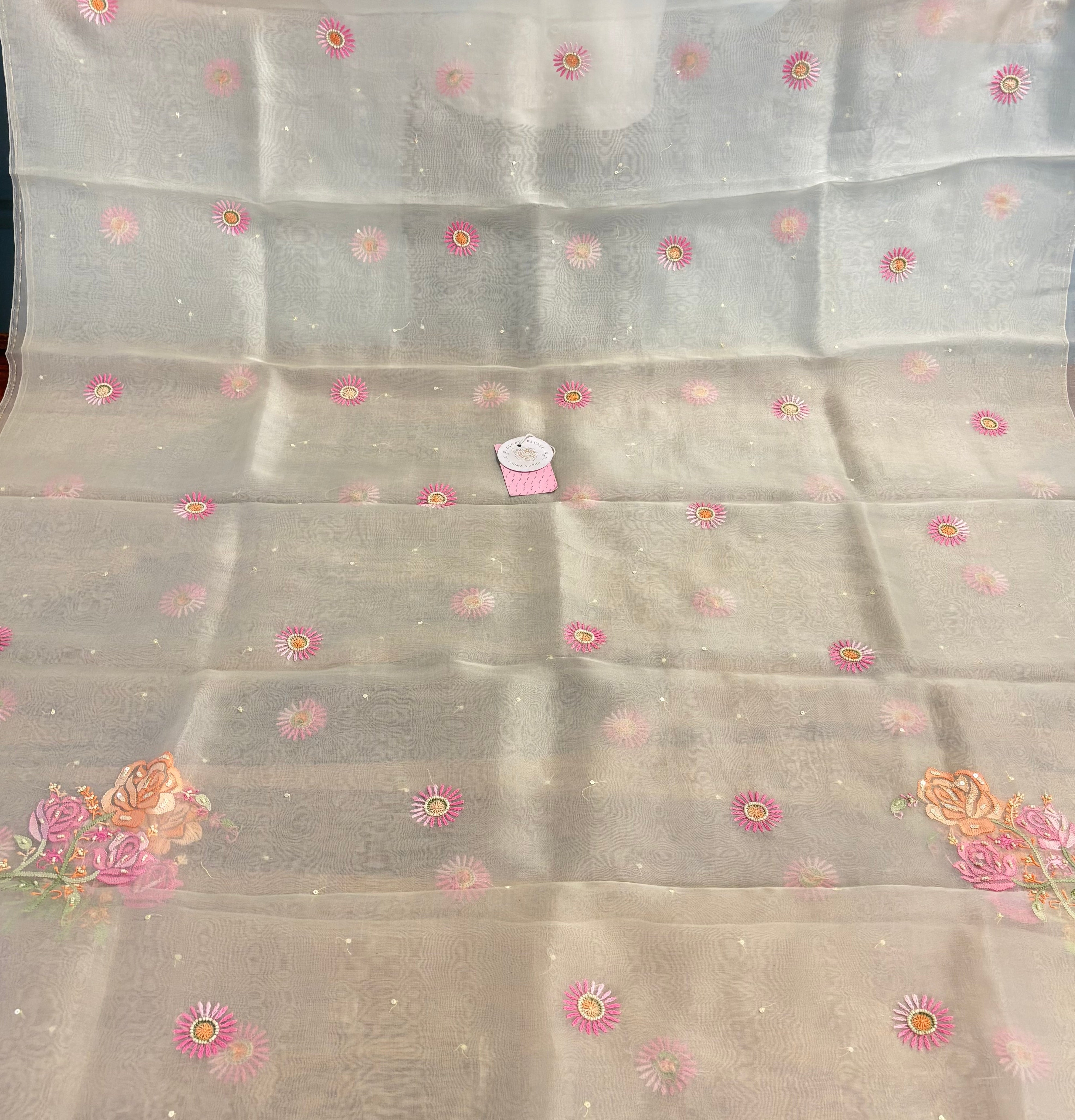 Pistachio Pure Organza Silk Chikankari Kurta & Dupatta