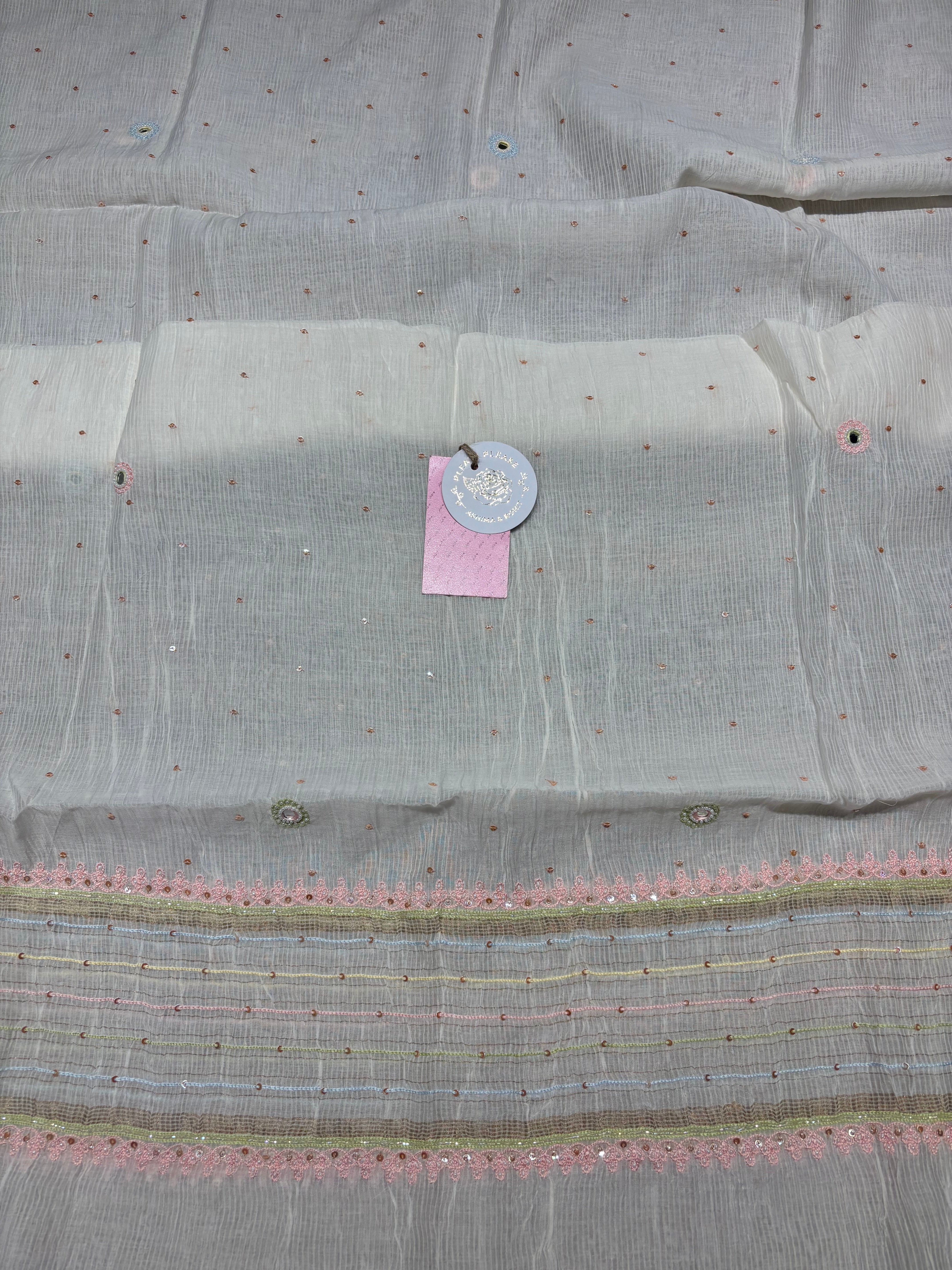 Dyeable Chanderi Maheshwari Chikankari Kurta & Dupatta Set