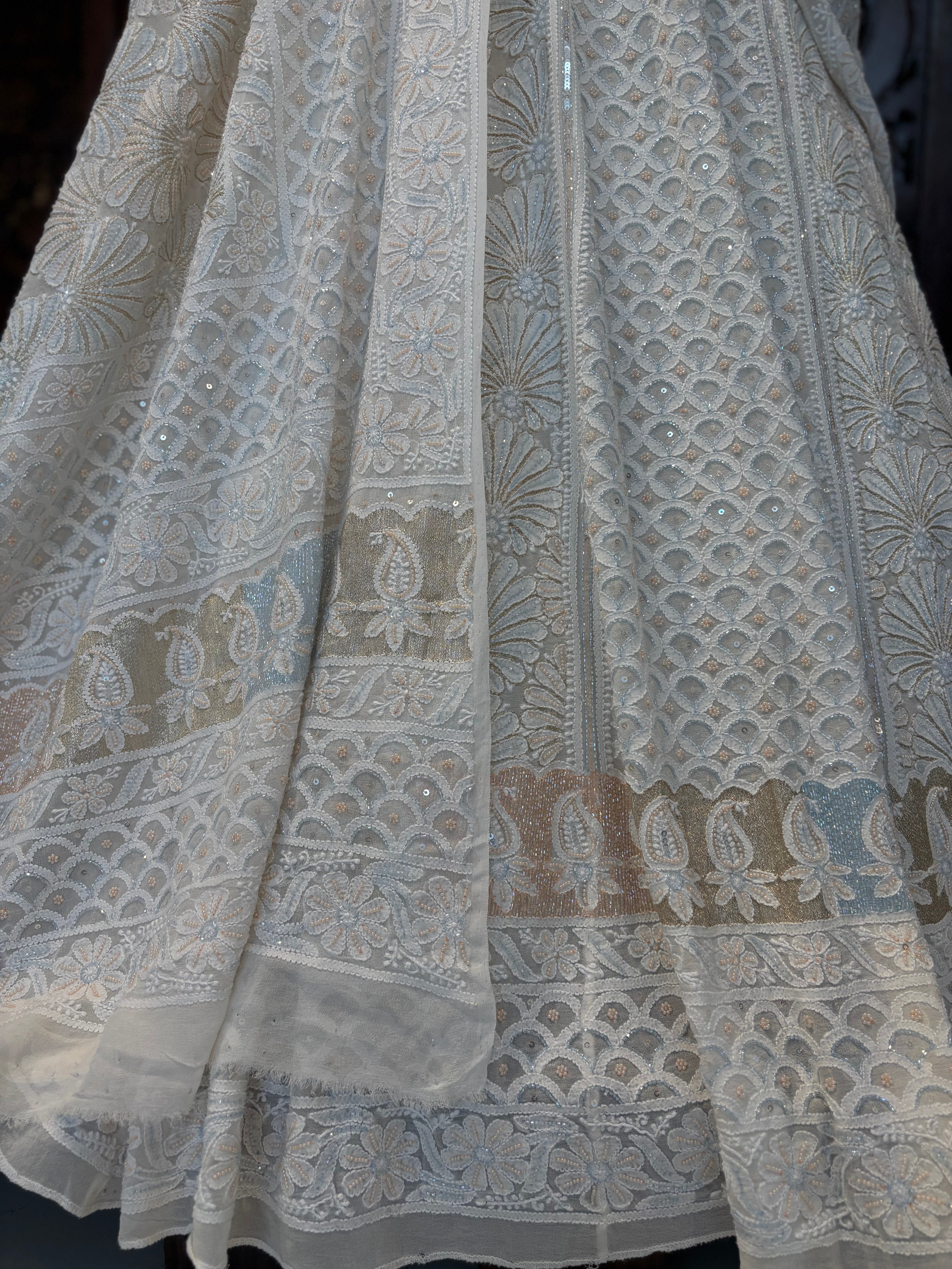 Dyeable Pure & Premium Georgette Chikankari Lehenga & Dupatta Set