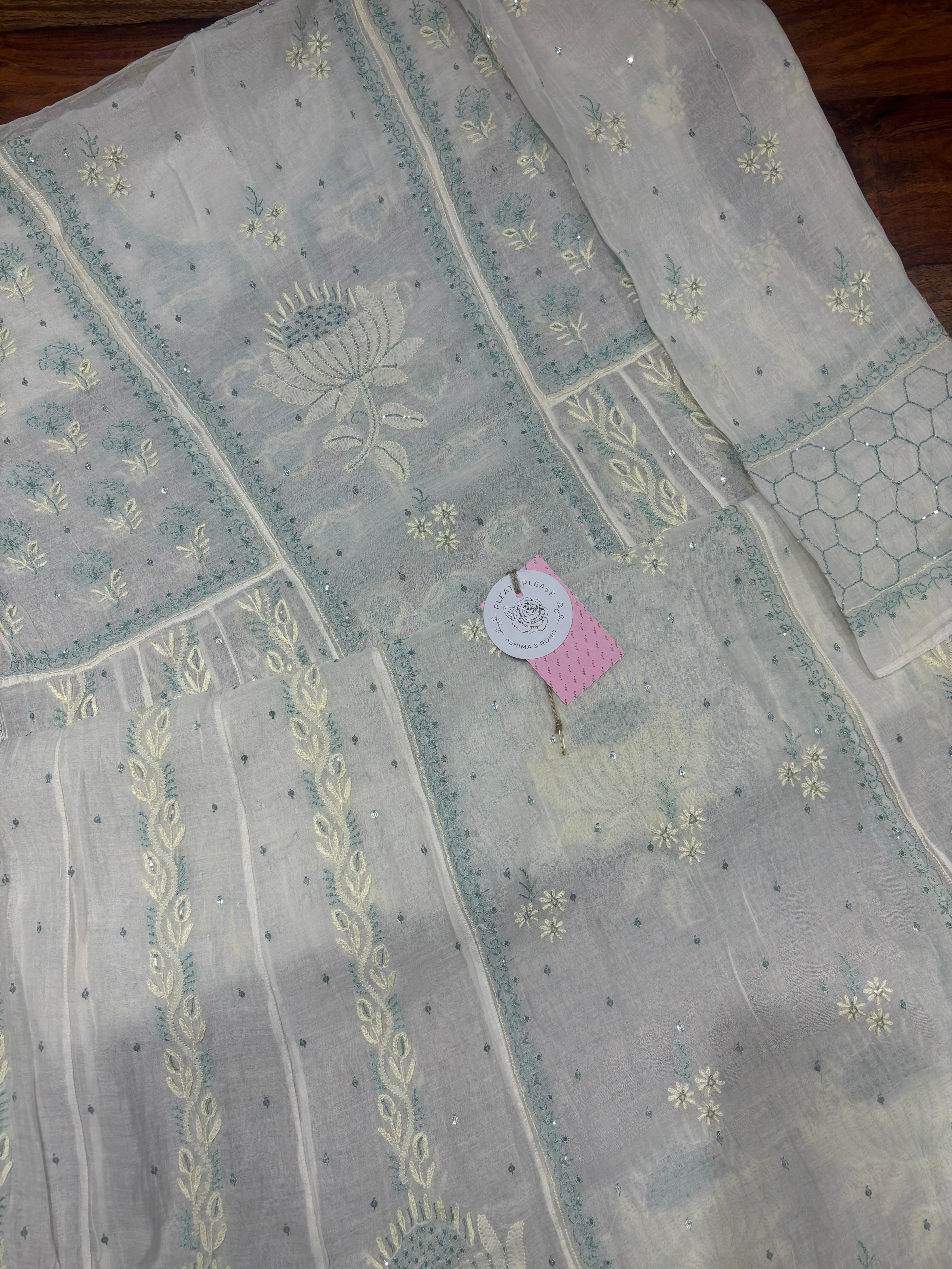 Dyeable Chanderi Mul Chikankari Anarkali & Dupatta Set