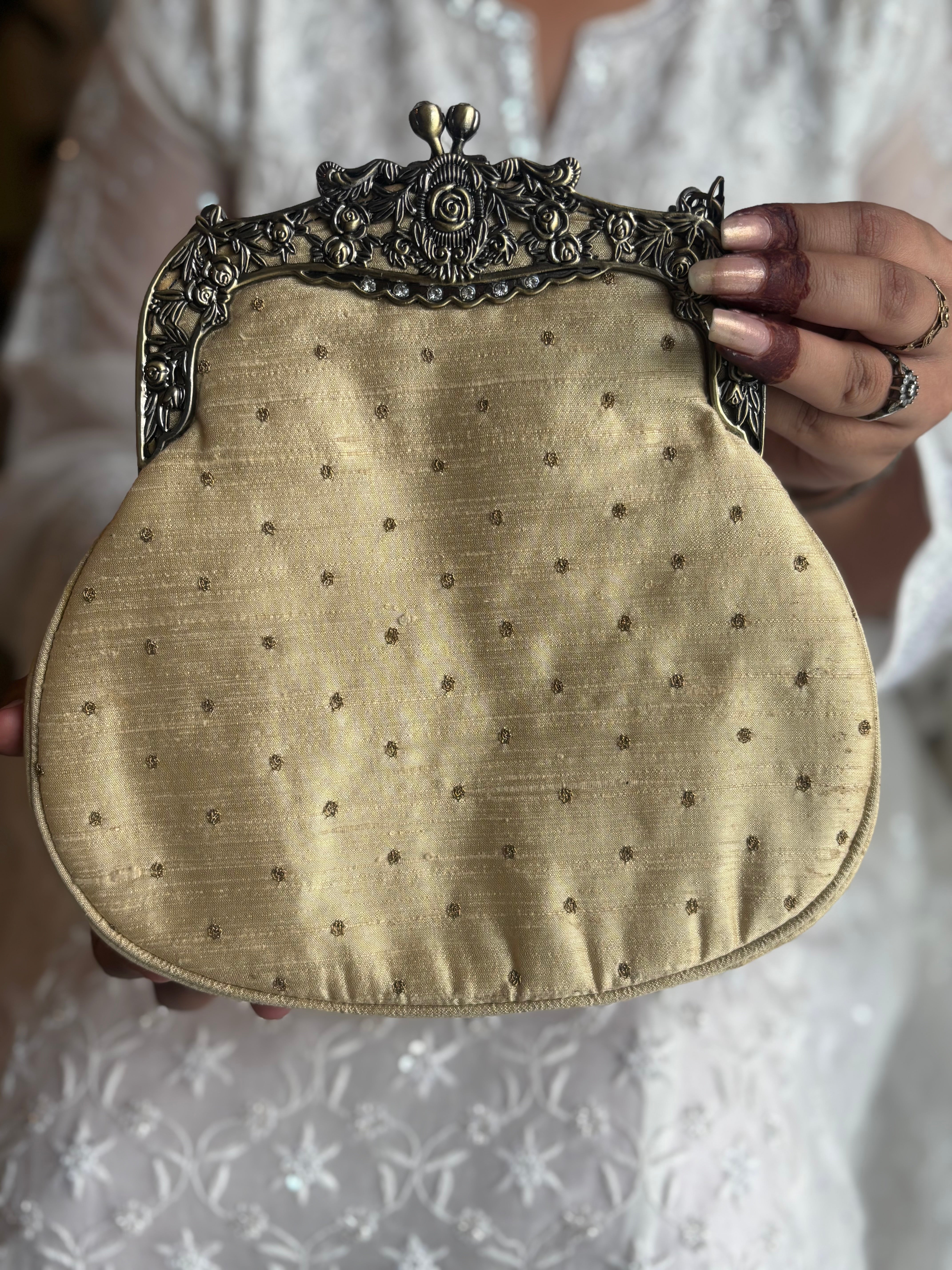 Golden Silk Mukaish Clutch