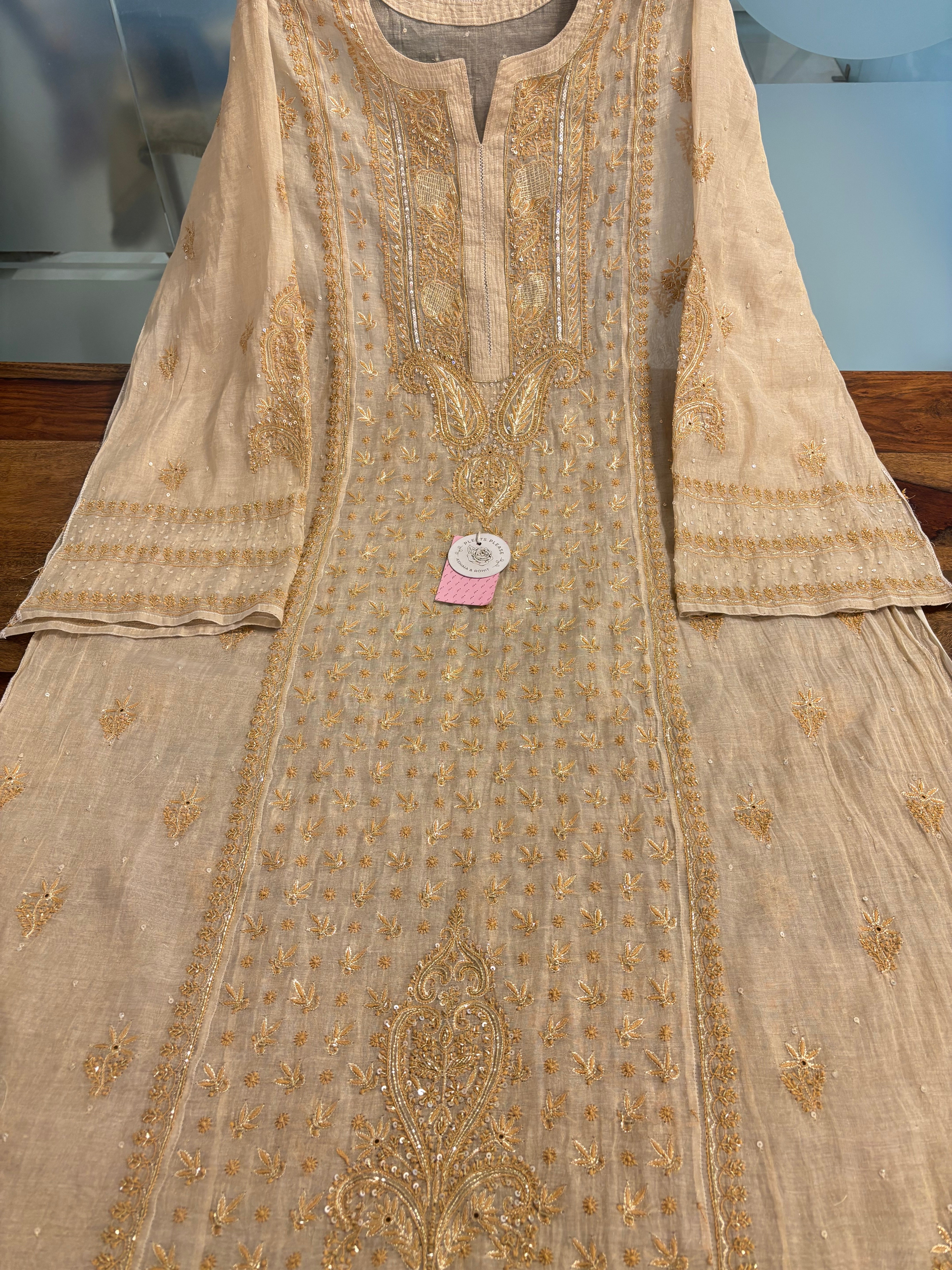 Dyeable Pure Tissue Chikankari Kurta & Dupatta