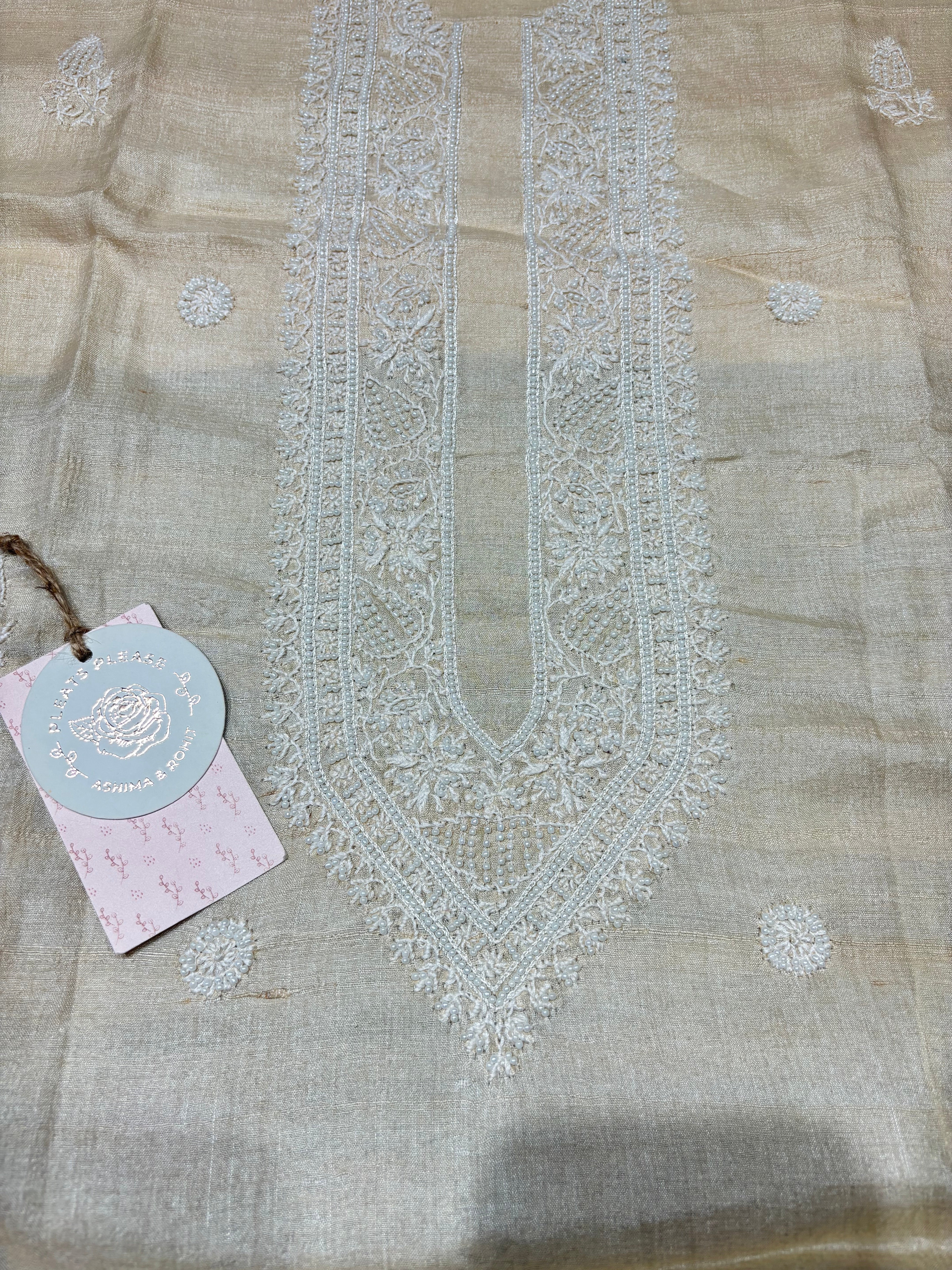 Dyeable Silk Chikankari Men’s Kurta Fabric