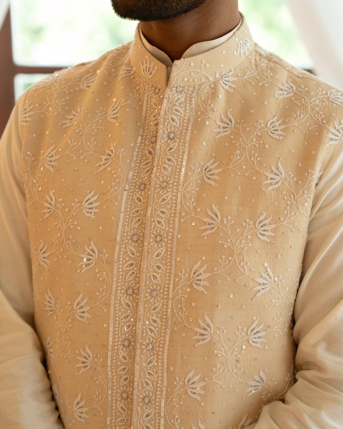 Dyeable Natural Silk Chikankari Men's Sadri