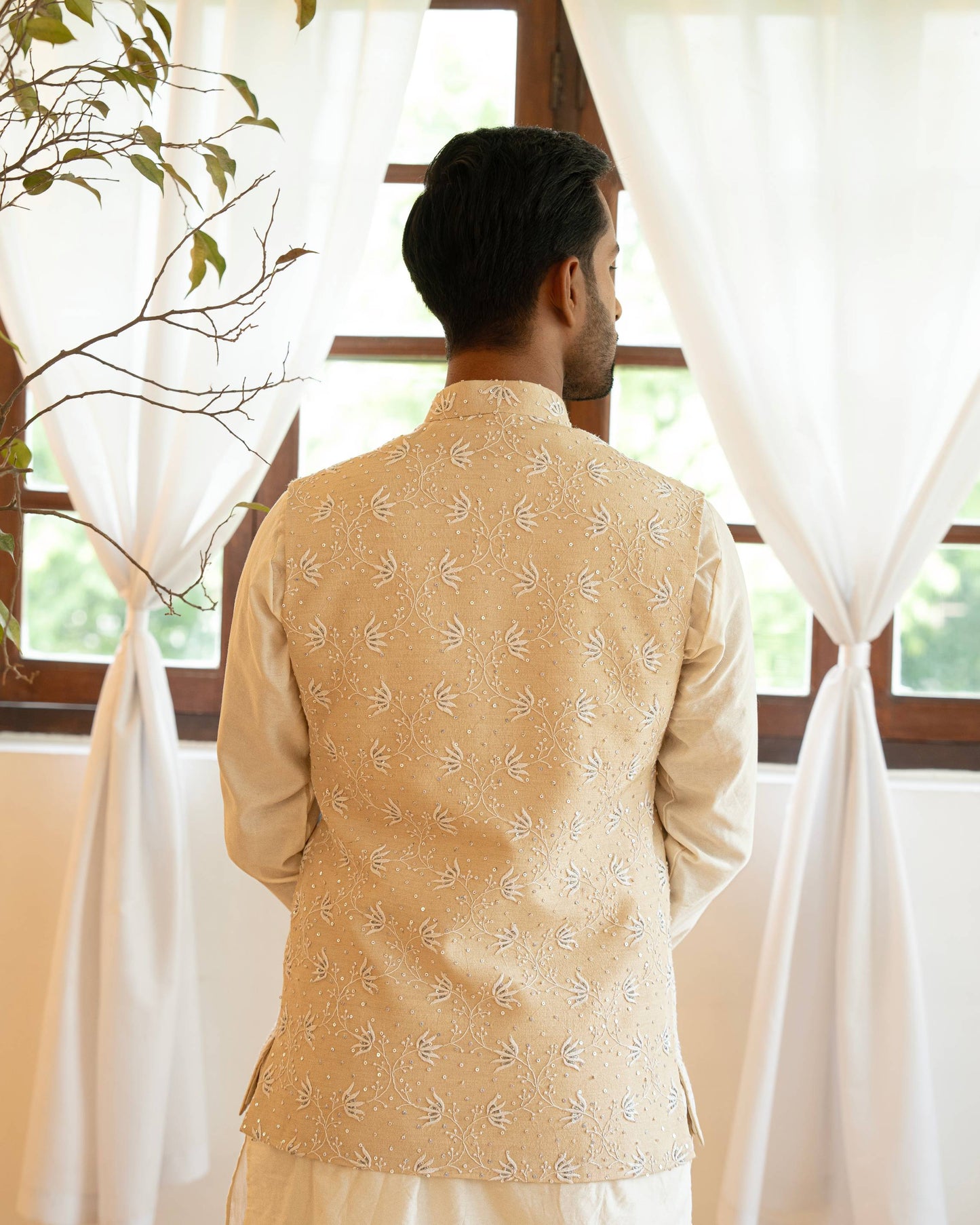 Dyeable Natural Silk Chikankari Men's Sadri