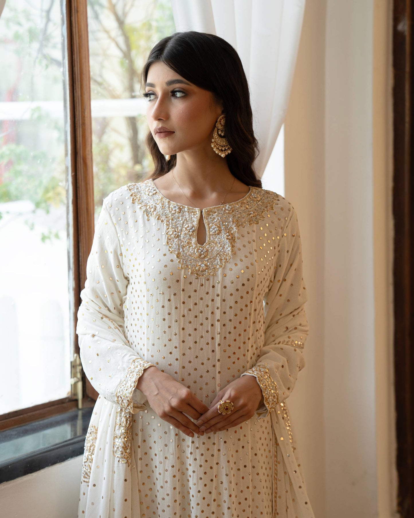 Dyeable Pure Georgette Badla Anarkali Kurta and Dupatta