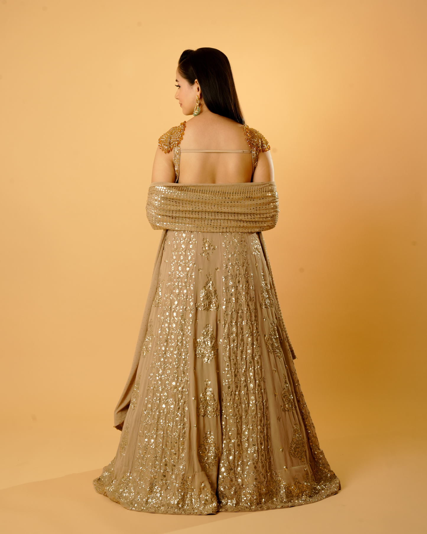 Hazelnut Pure Georgette Badla Lehenga