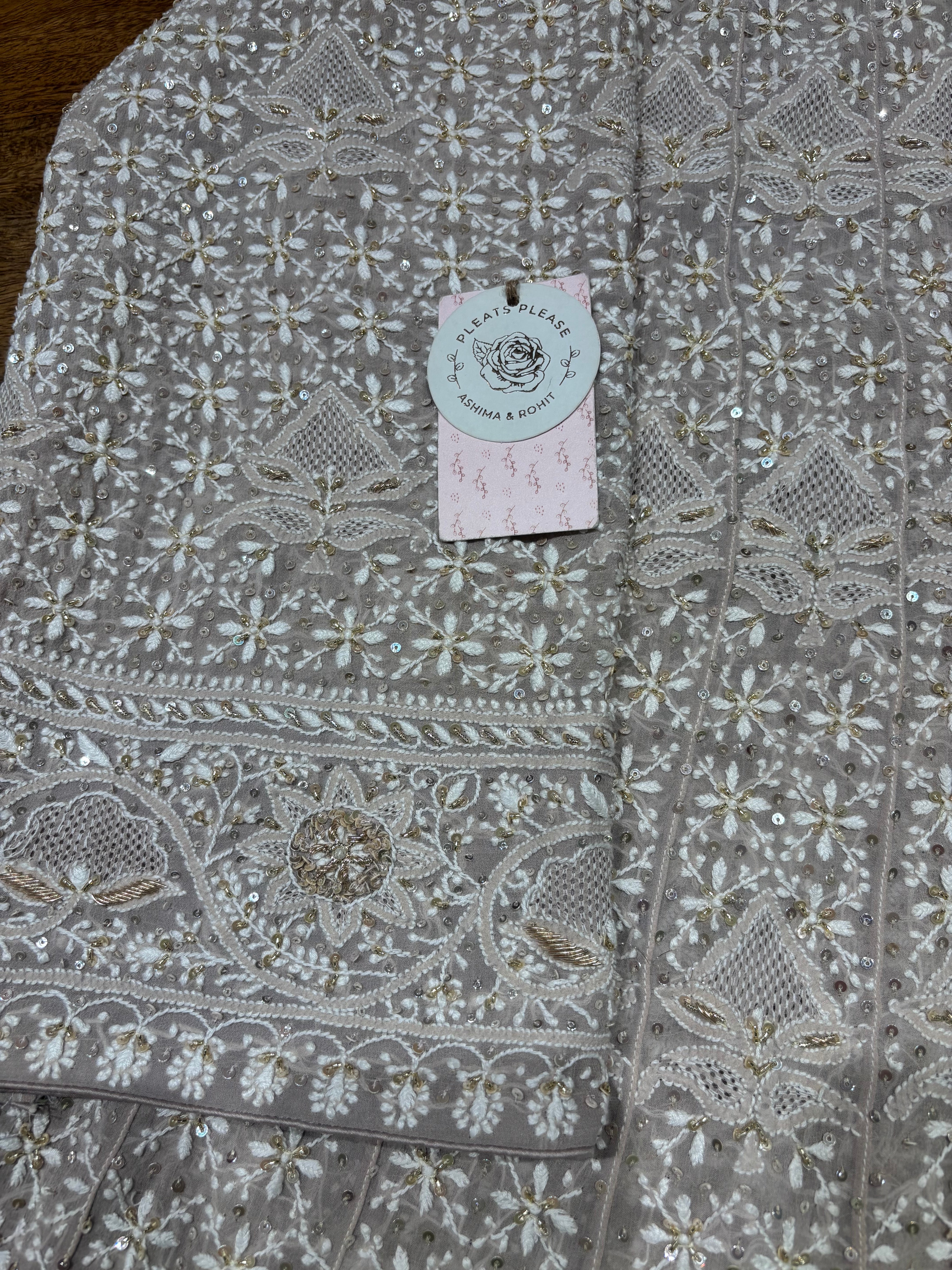 Lavender Gray Pure & Premium ek taar Georgette Chikankari Anarkali & Dupatta Set