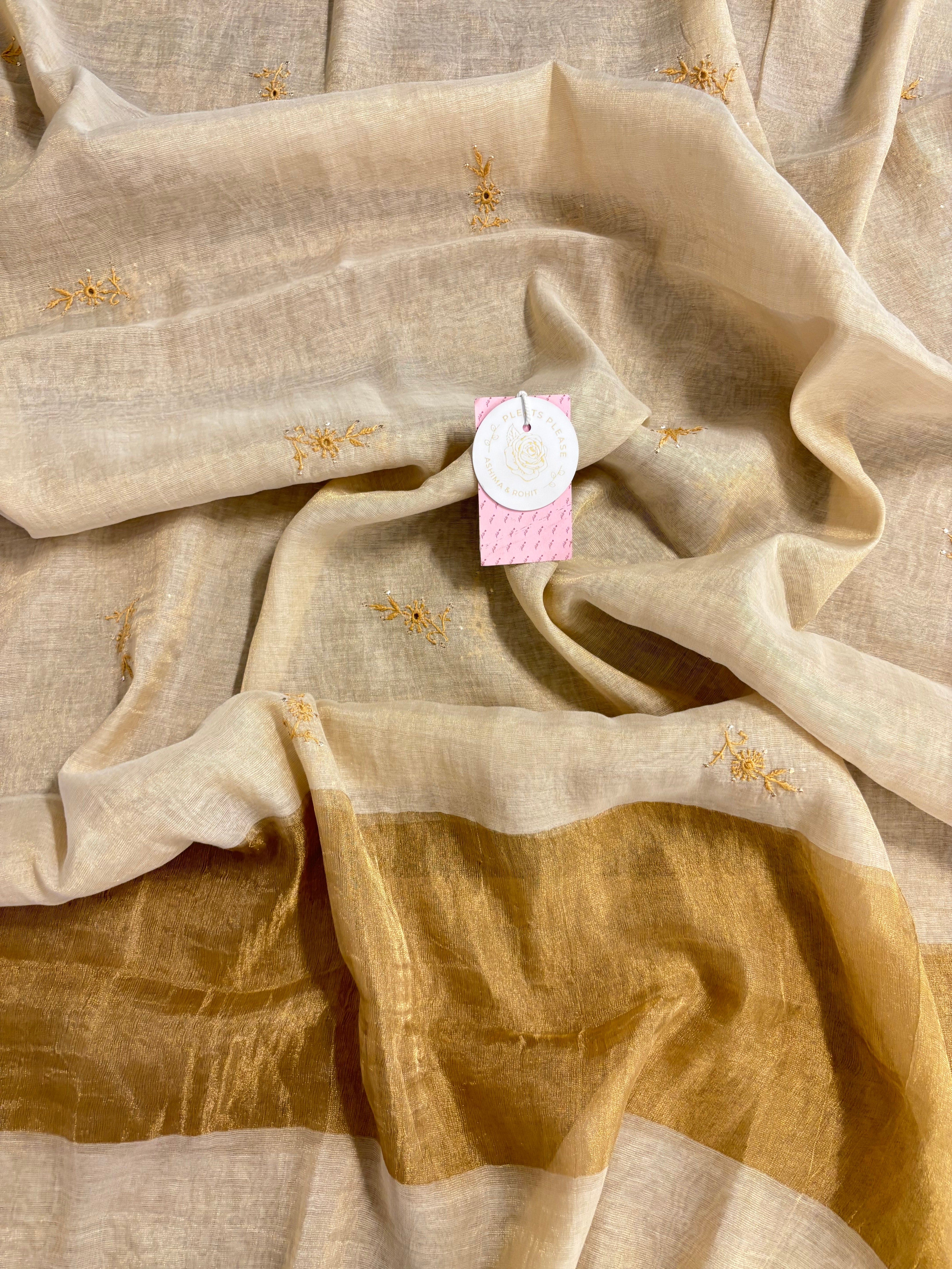 Dyeable Pure & Premium Tissue Mukaish Chikankari Angrakha Kurta & Dupatta