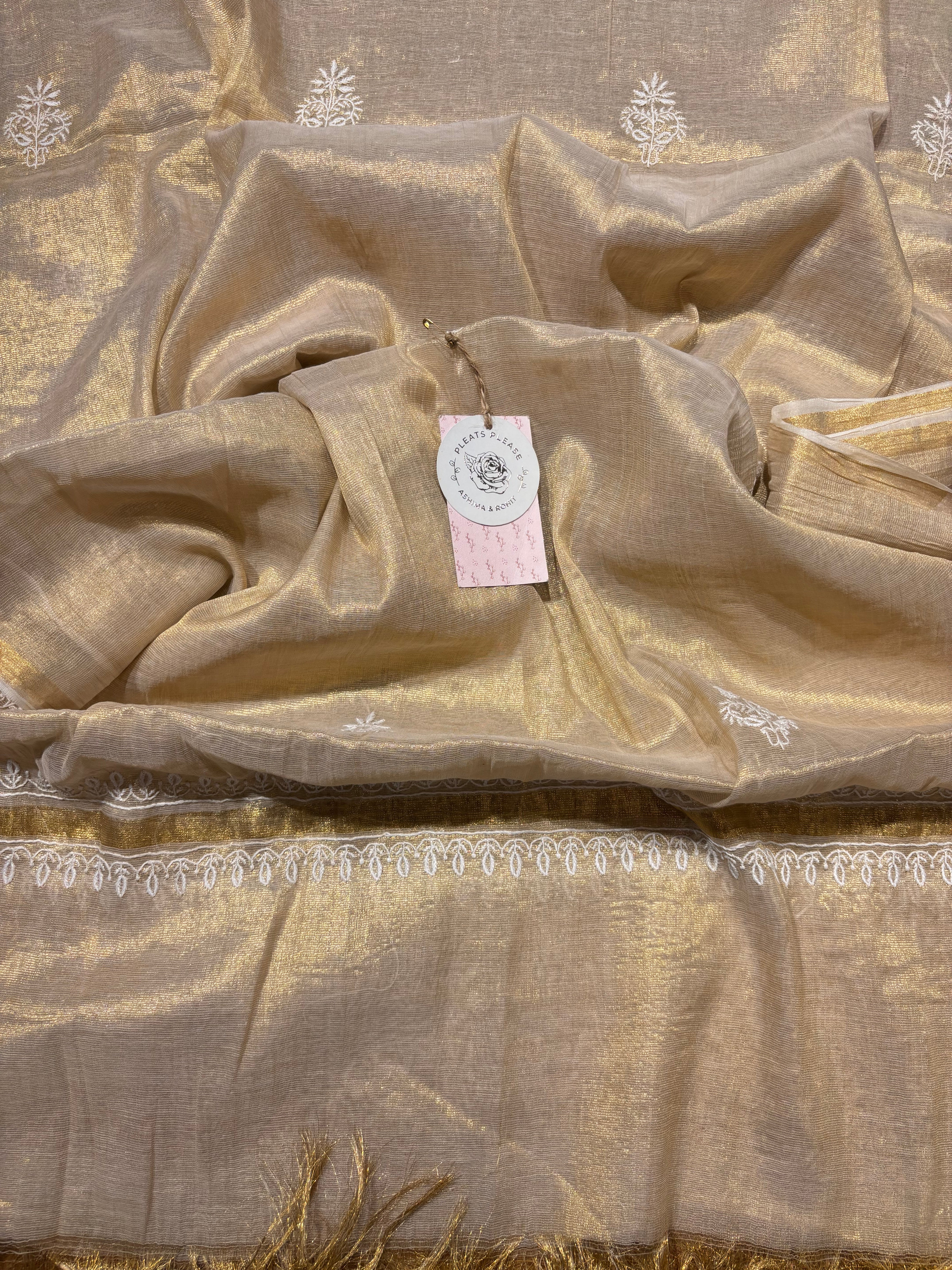 Dyeable Tissue Chikankari Kurta and Dupatta Fabric