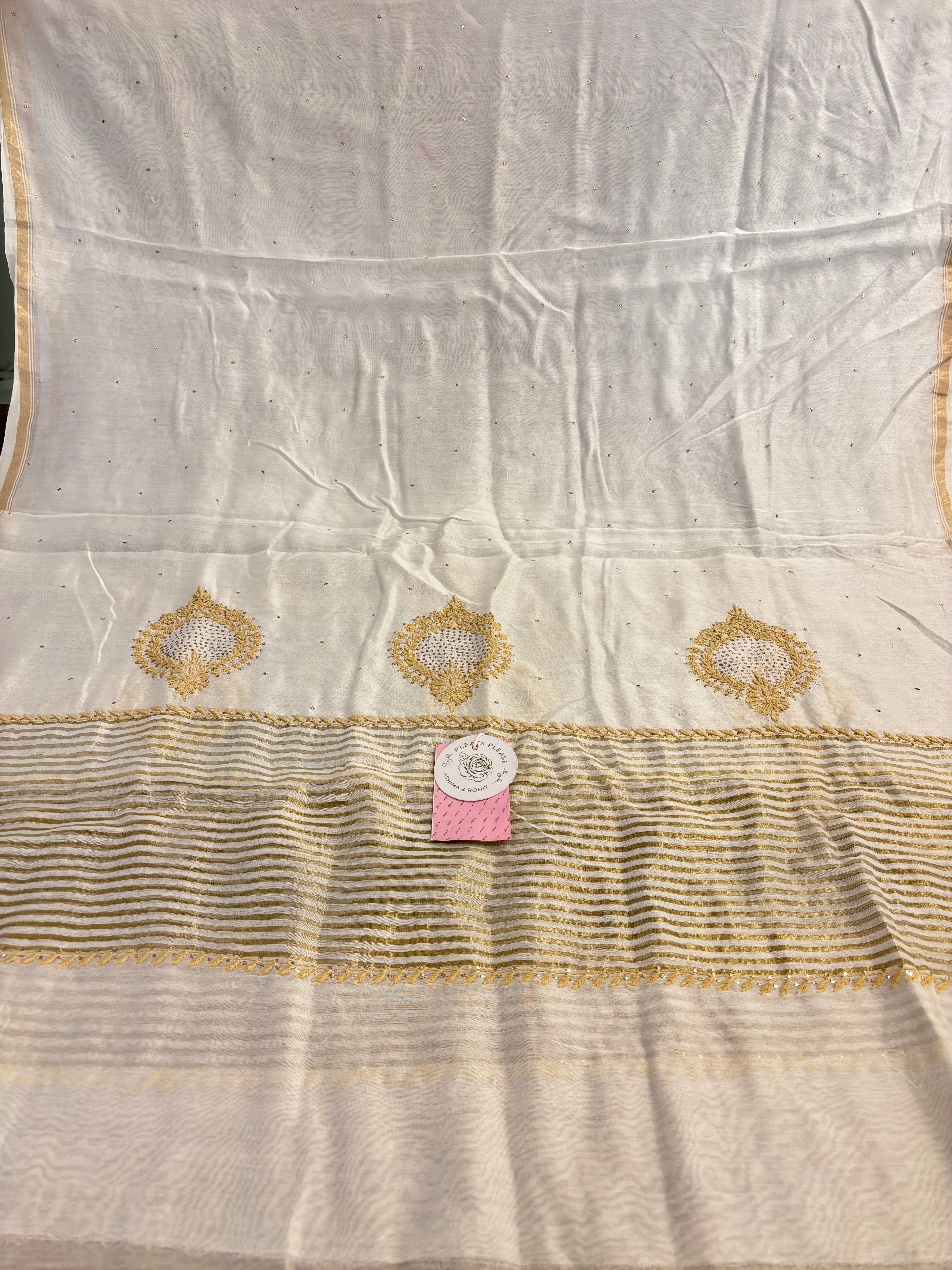 Dyeable Chanderi Chikankari Mukaish Kurta & Dupatta - Pleats PleaseChikankari