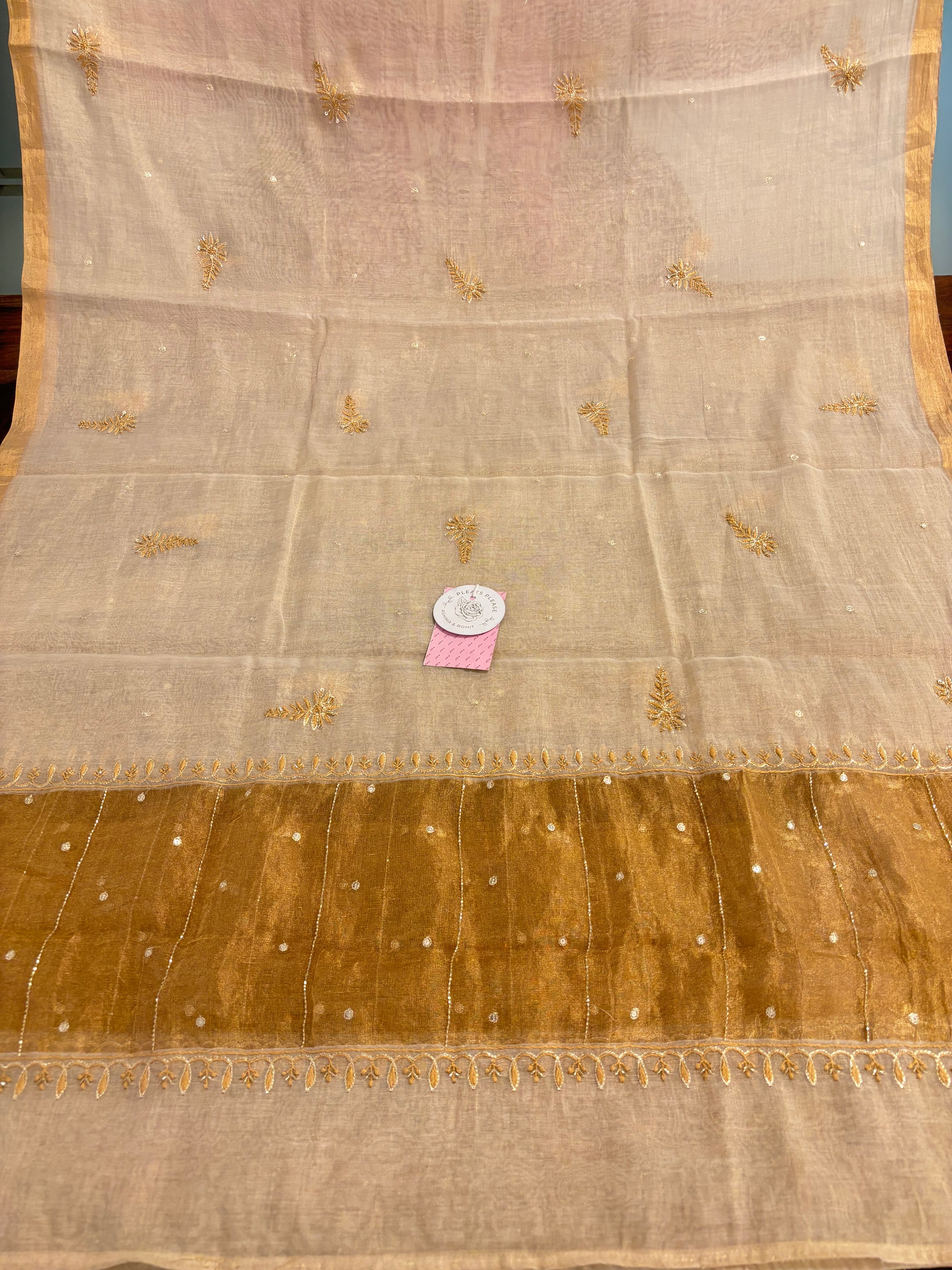 Dyeable Pure & Premium Tissue Chand Boota Chikankari Kurta & Dupatta - Pleats PleaseChikankari